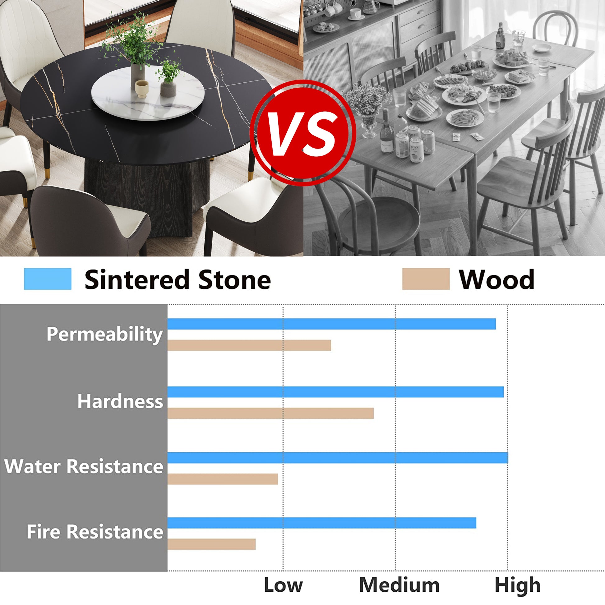 Modern black sintered stone dining table with gold veining and white chairs