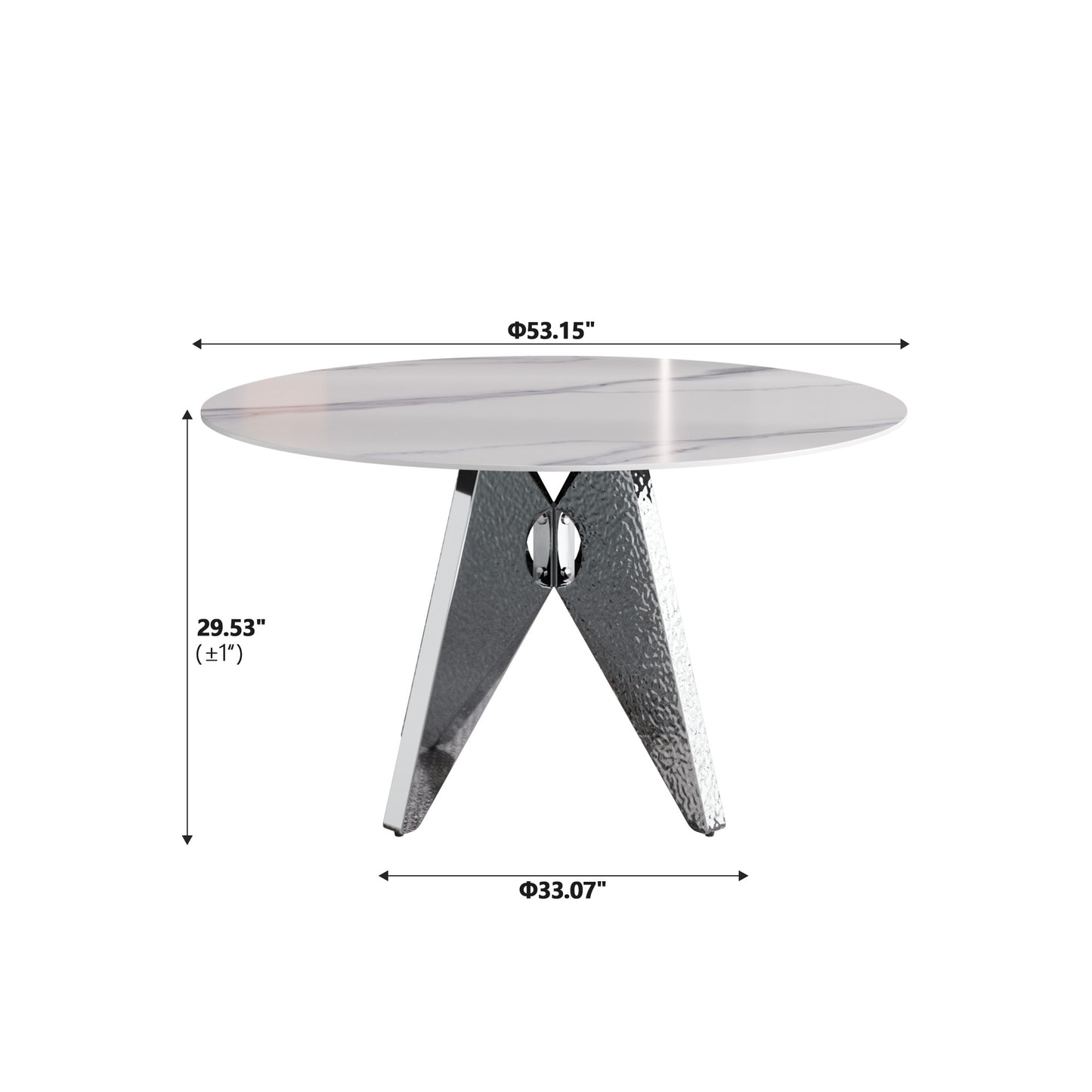 Round marble top coffee table with a textured metallic base