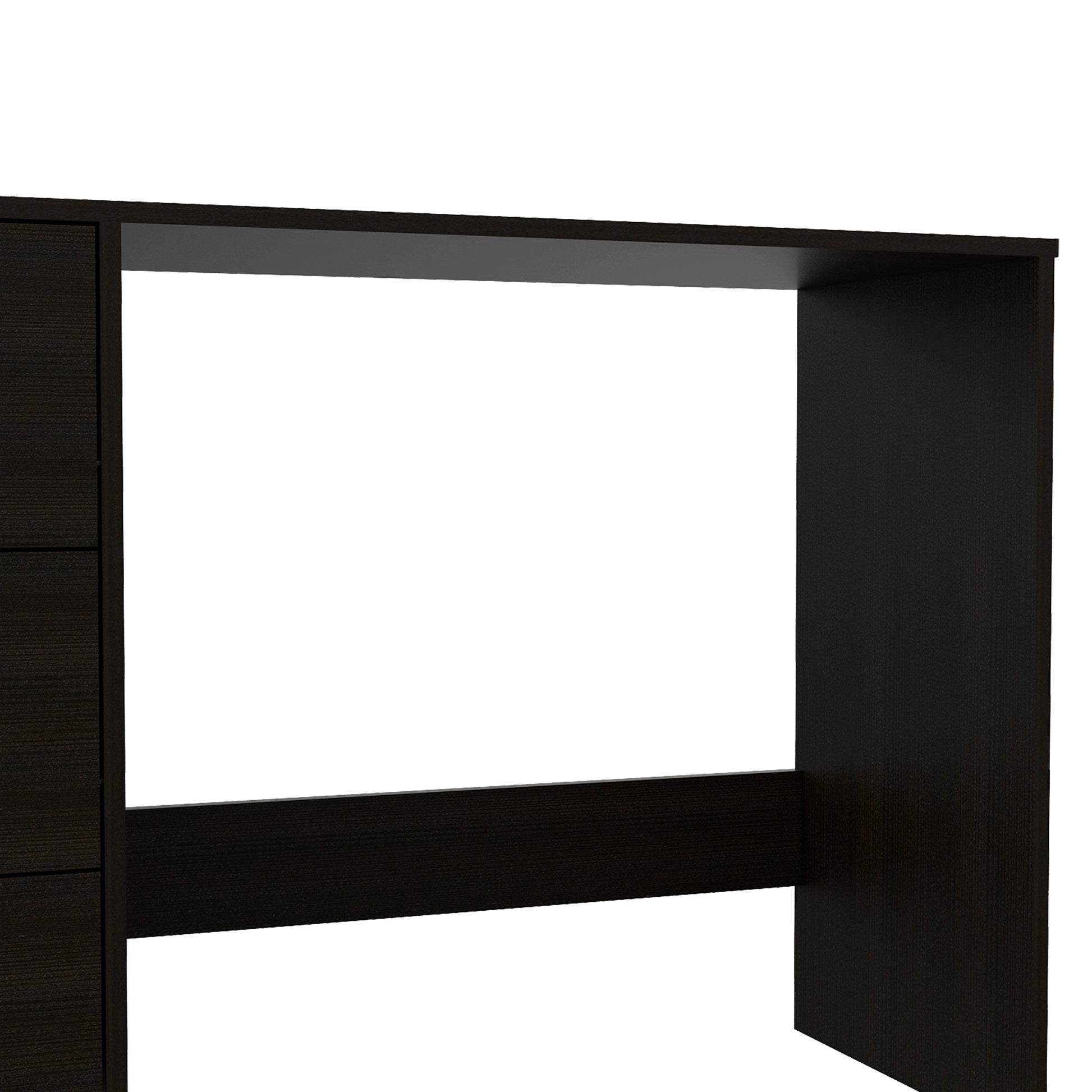 Dark wood veneer desk with drawer fronts