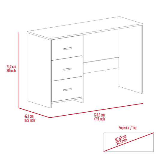 Simple modern desk with three drawers