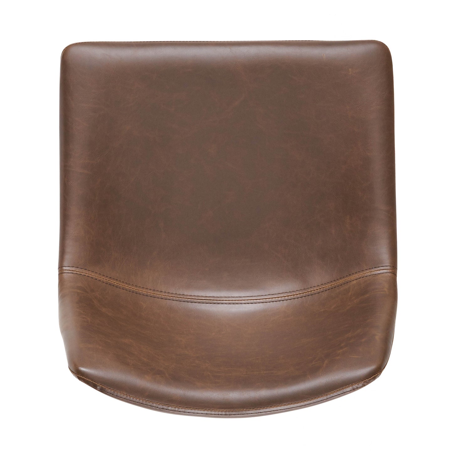 Brown faux leather bar stool seat with detailed stitching