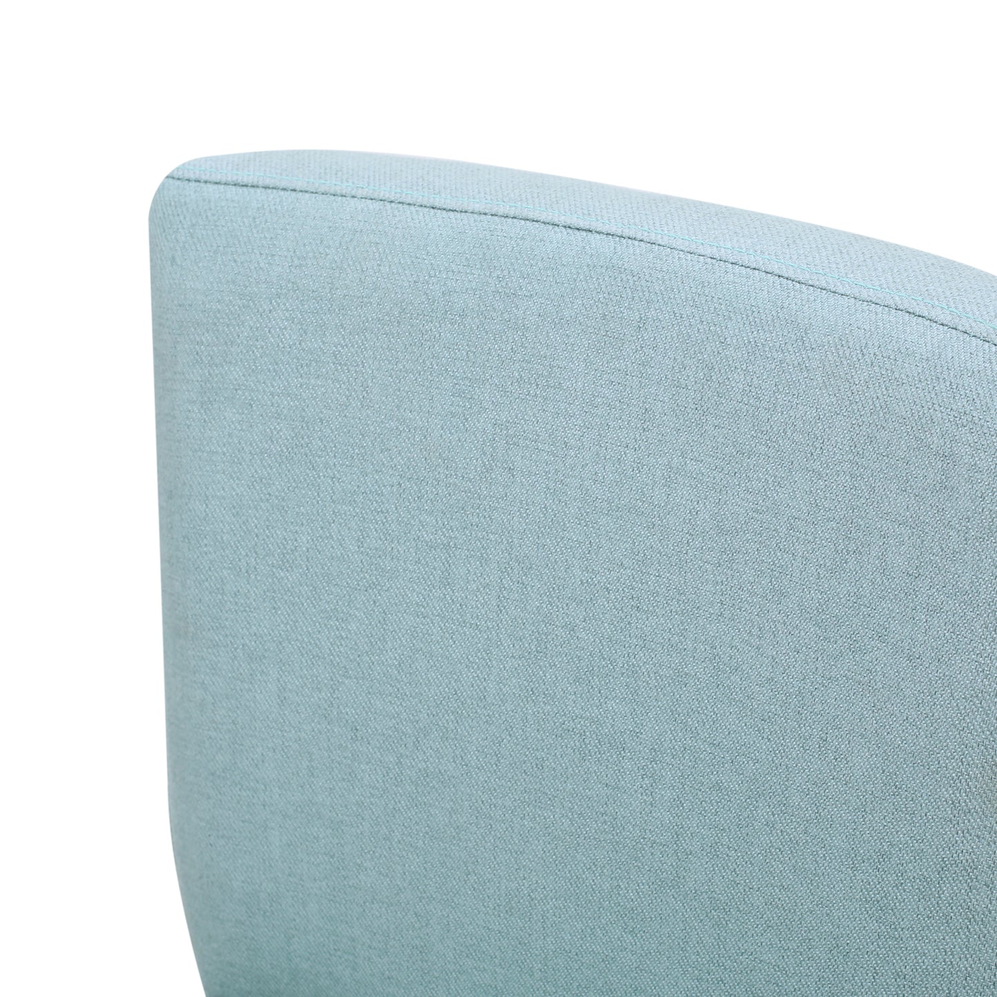 Closeup of a light blue fabric texture with subtle stitching