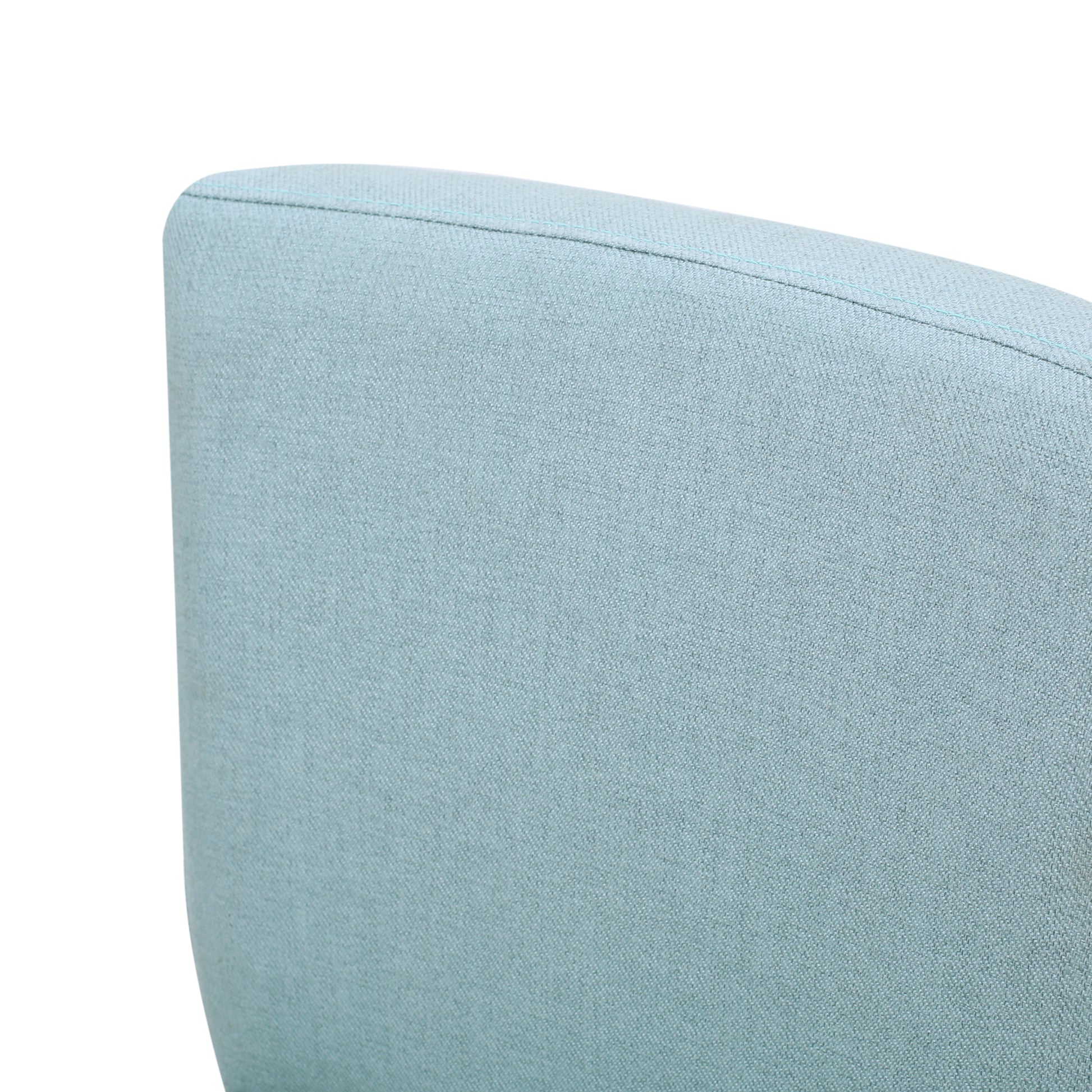 Closeup of a light blue fabric texture with subtle stitching