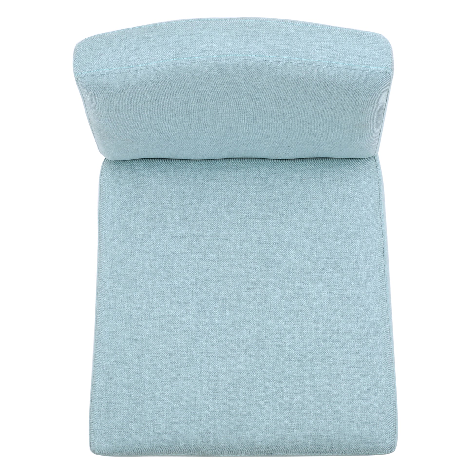 Light blue upholstered accent chair seat and back