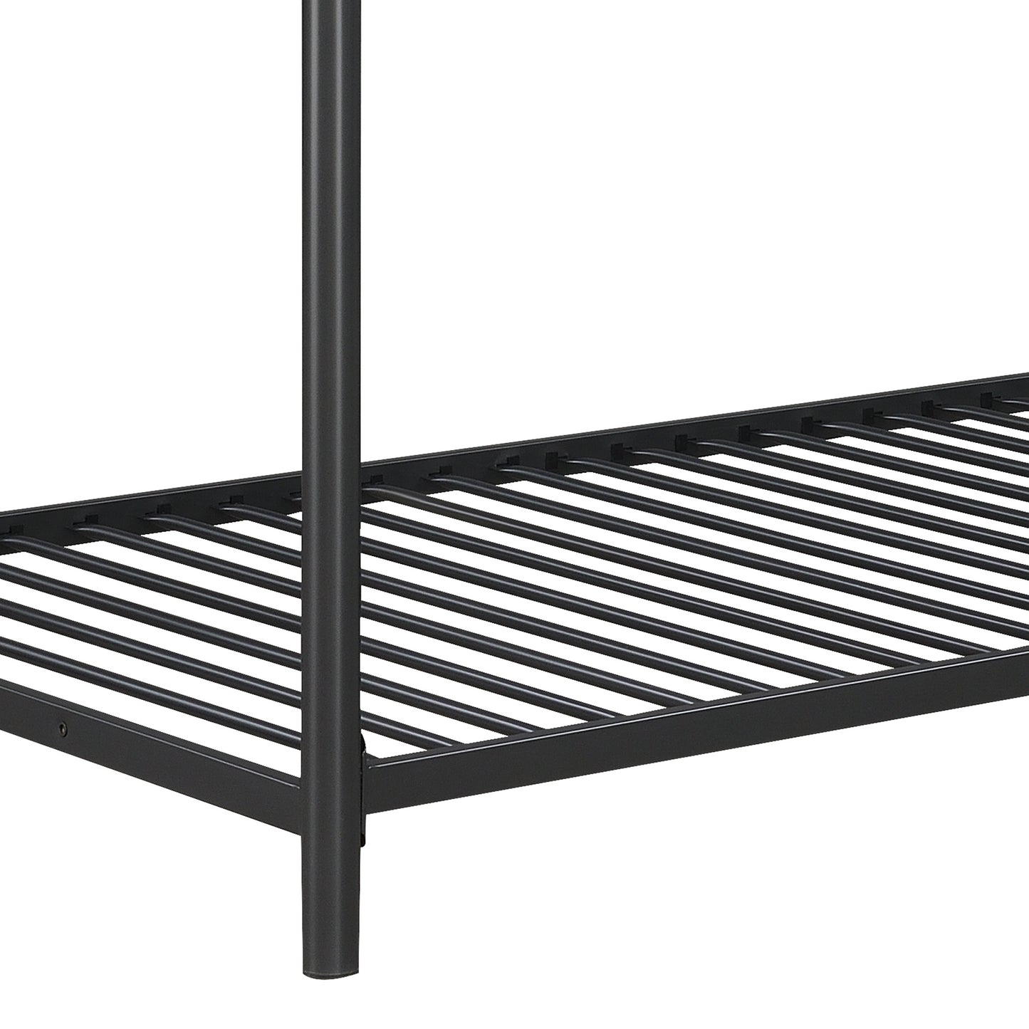 Black metal frame bed base with slatted support