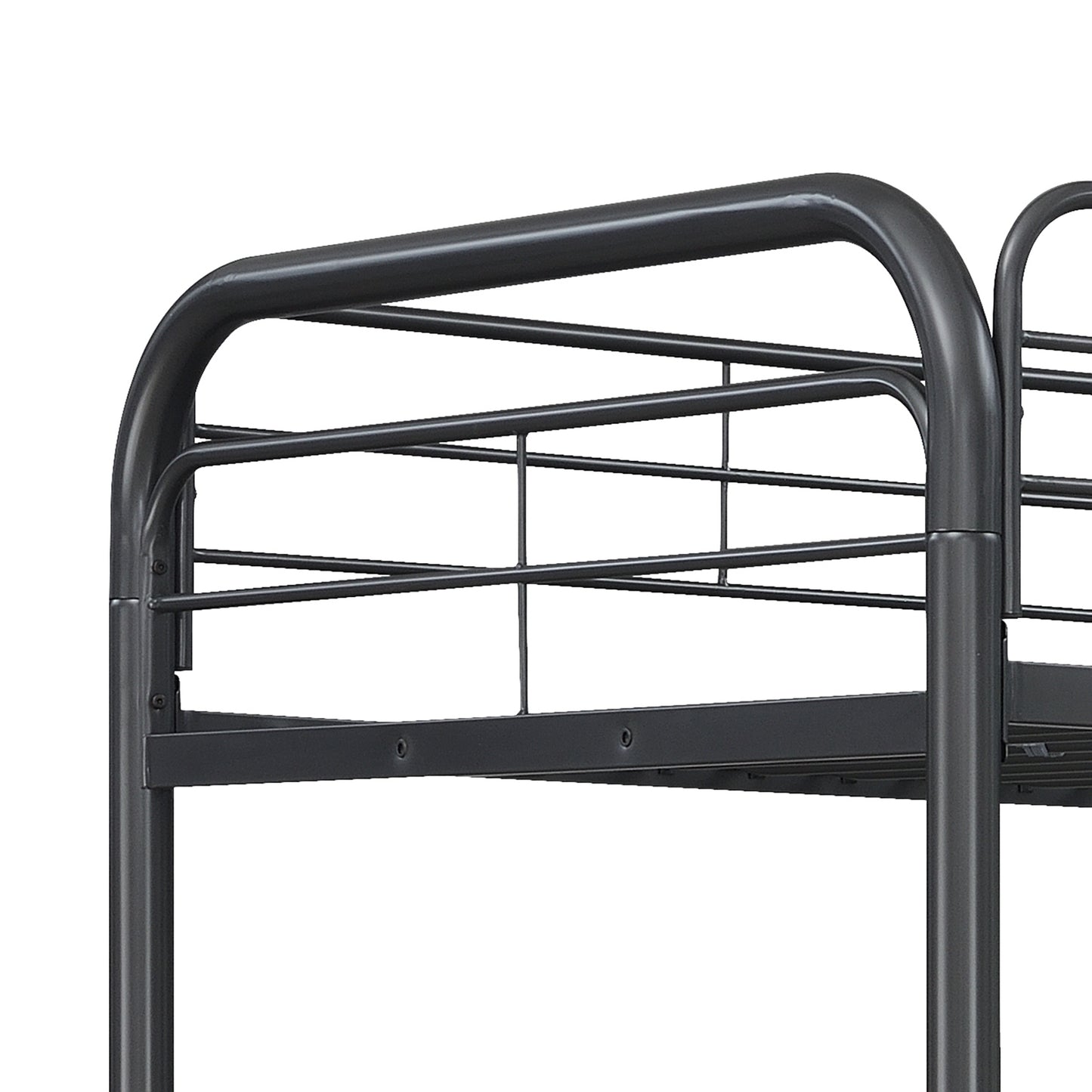 Dark grey metal bunk bed frame railing
