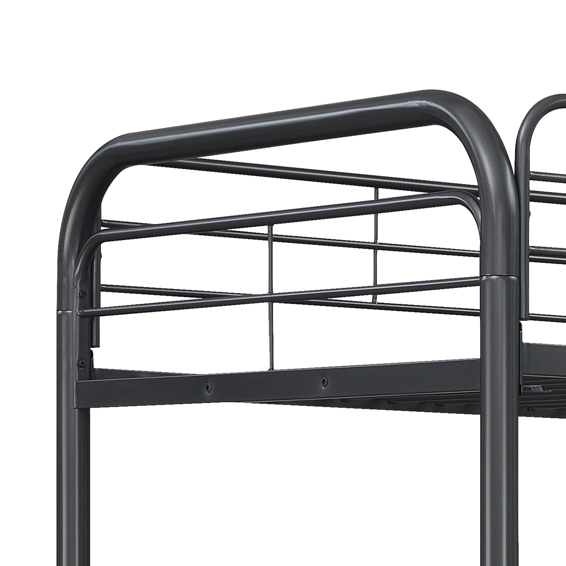 Dark grey metal bunk bed frame railing