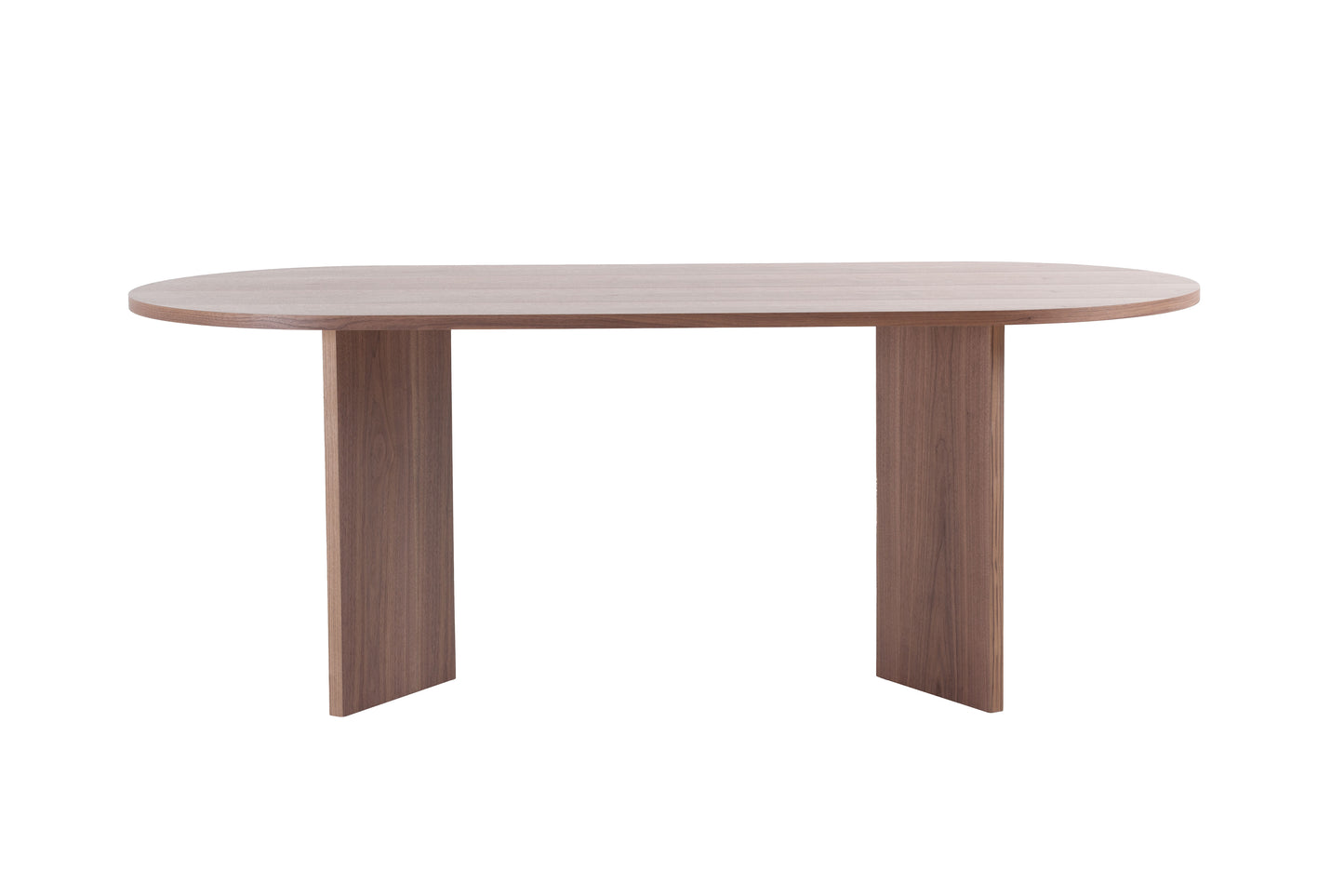 Oval wood dining table with a matte finish