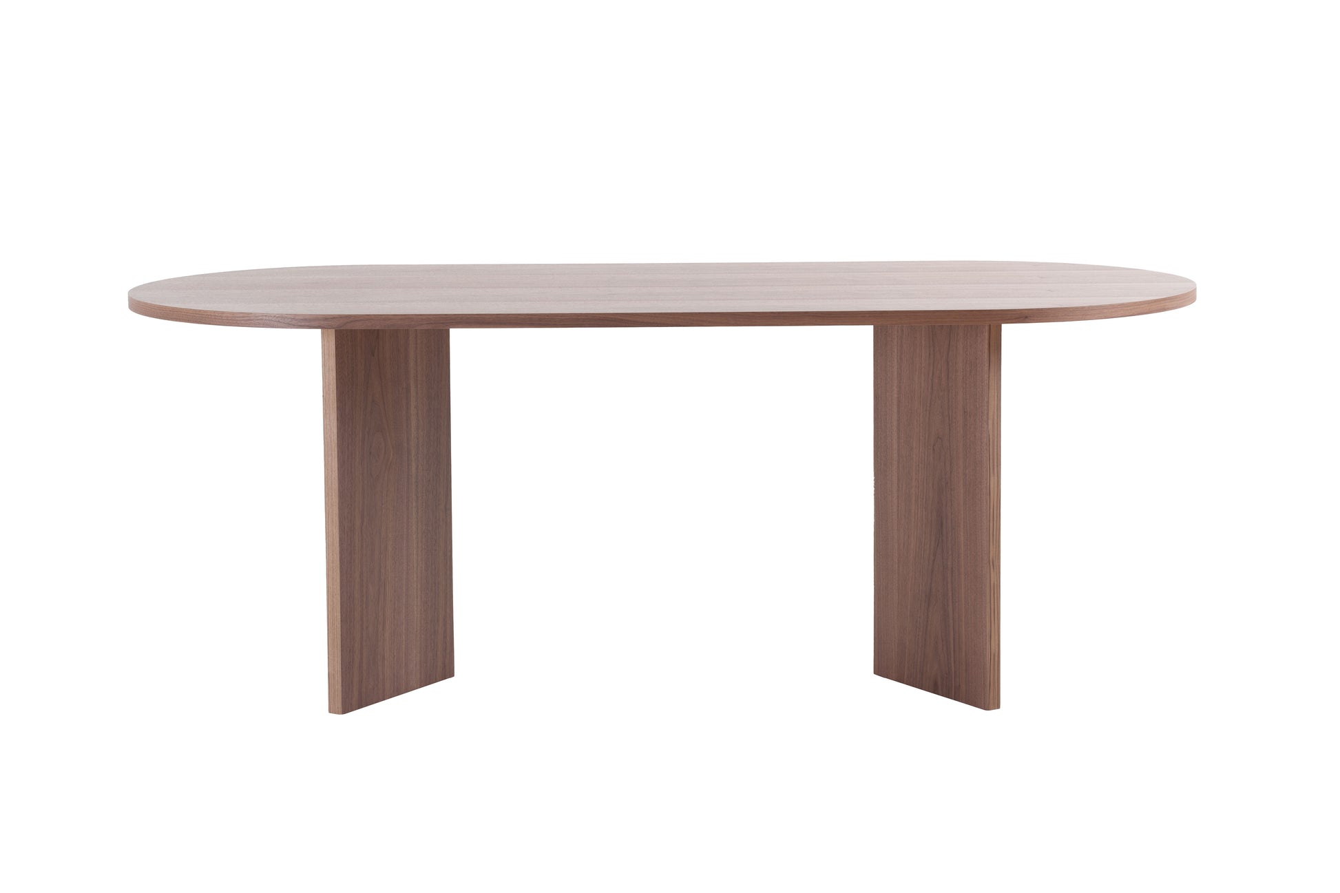 Oval wood dining table with a matte finish