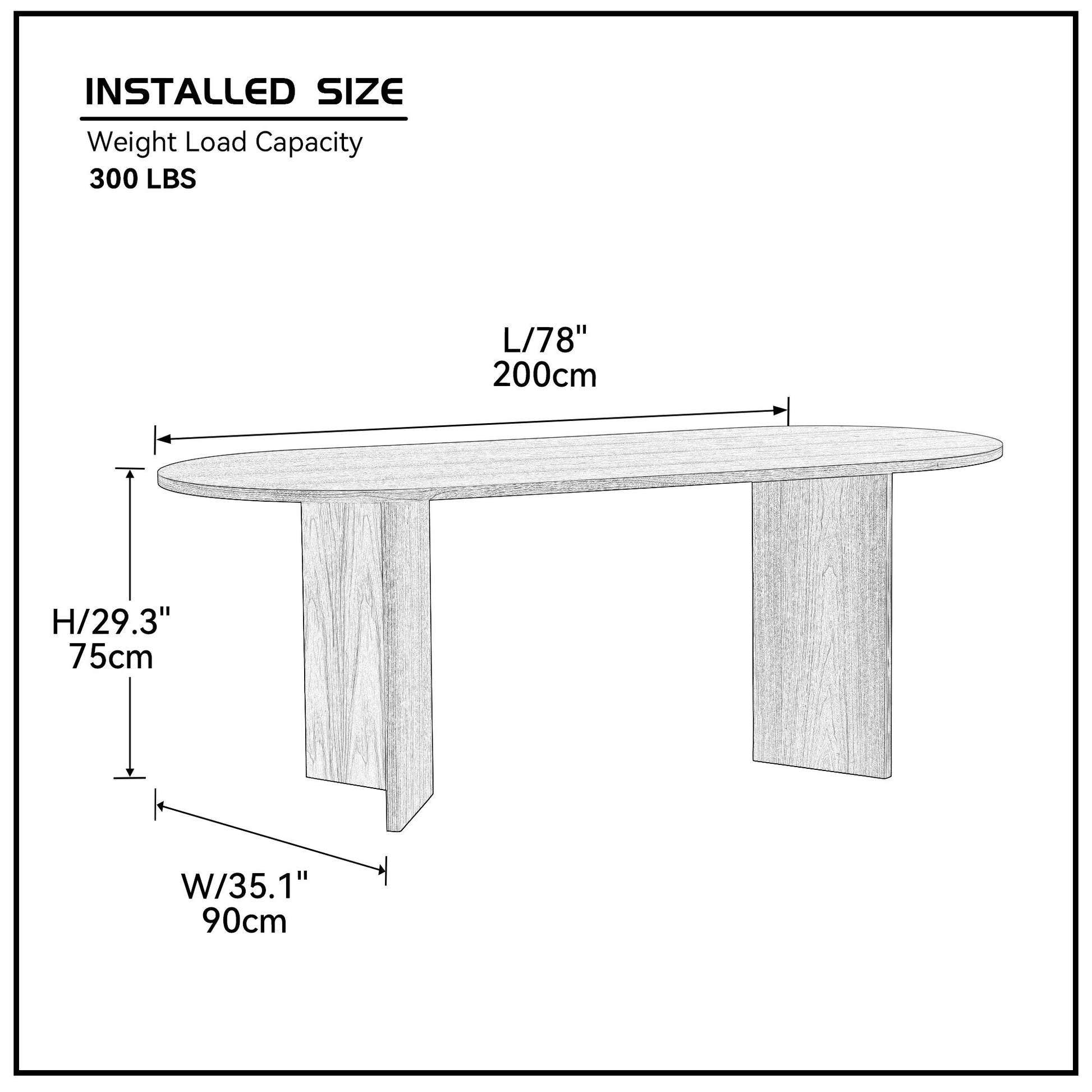 Oval dining table with wooden base  length  lbs capacity
