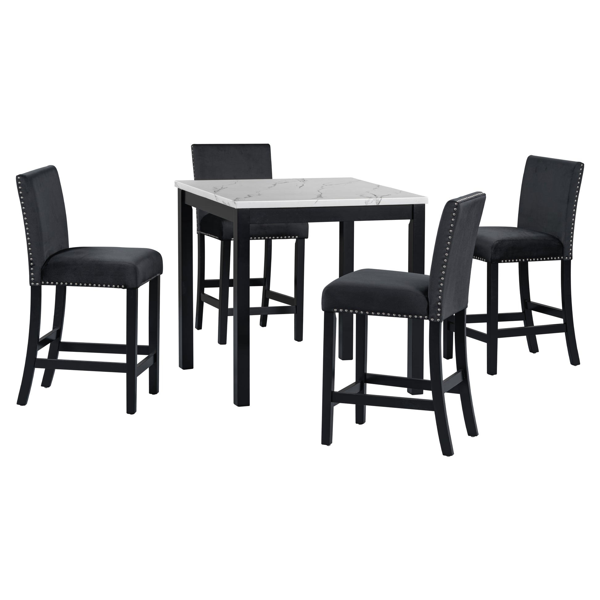 Black velvet bar stools with silver nailhead trim
