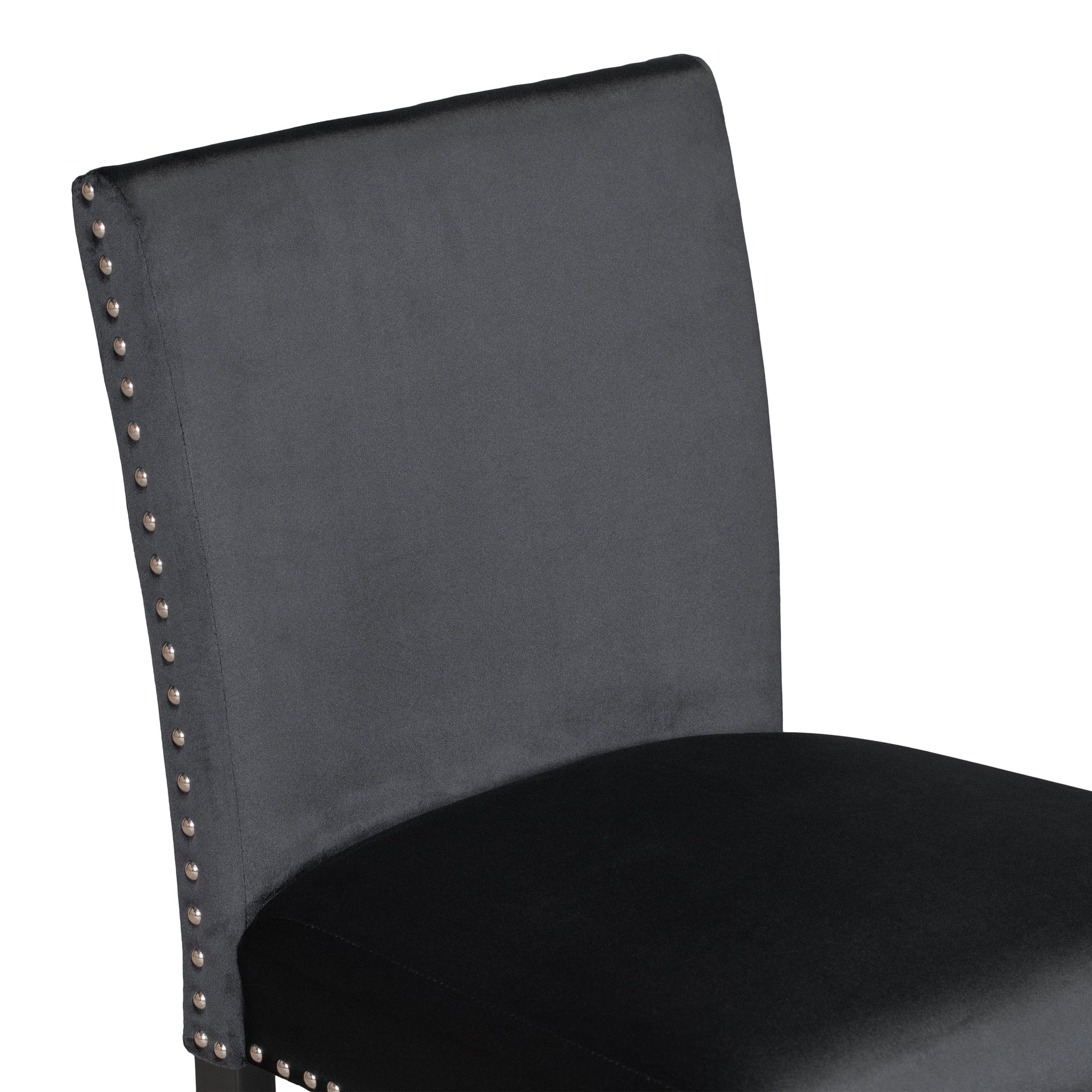 Black velvet bar stool with silver nailhead trim