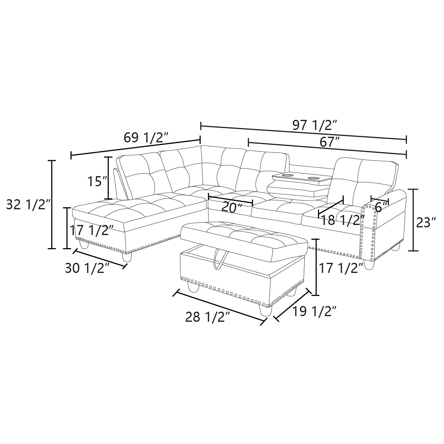 Tufted leather sectional sofa sectional sofa set with matching ottomans