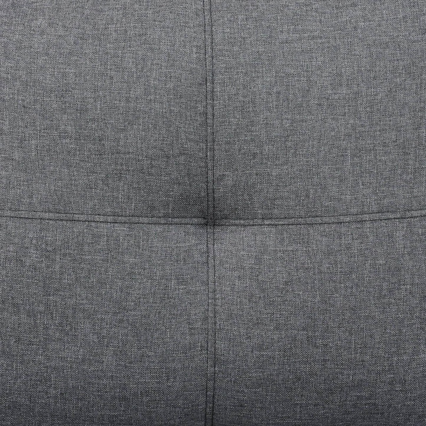 Gray tufted sofa fabric upholstery stitching detail