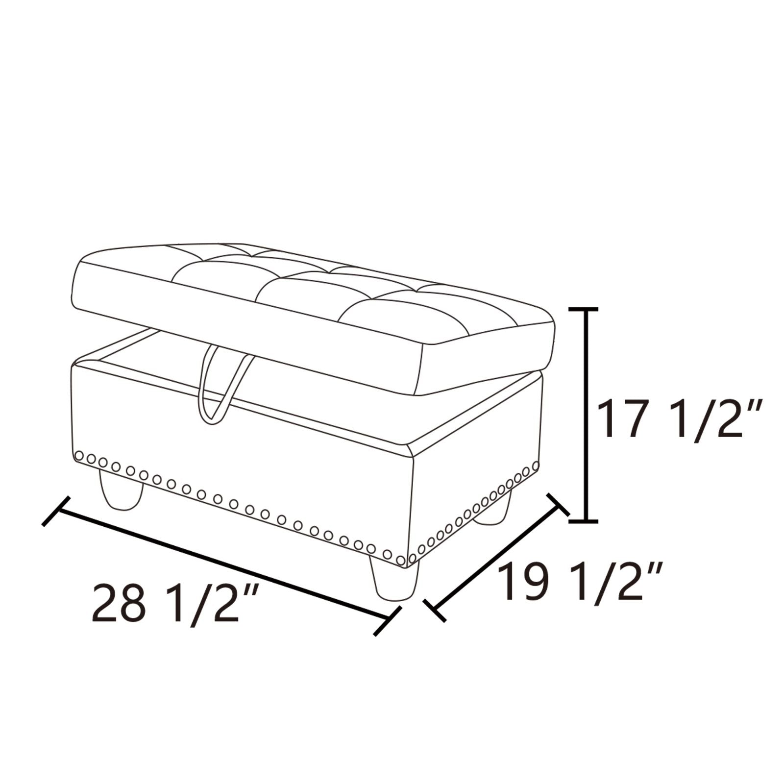 Tufted square storage ottoman with nailhead trim living room decor