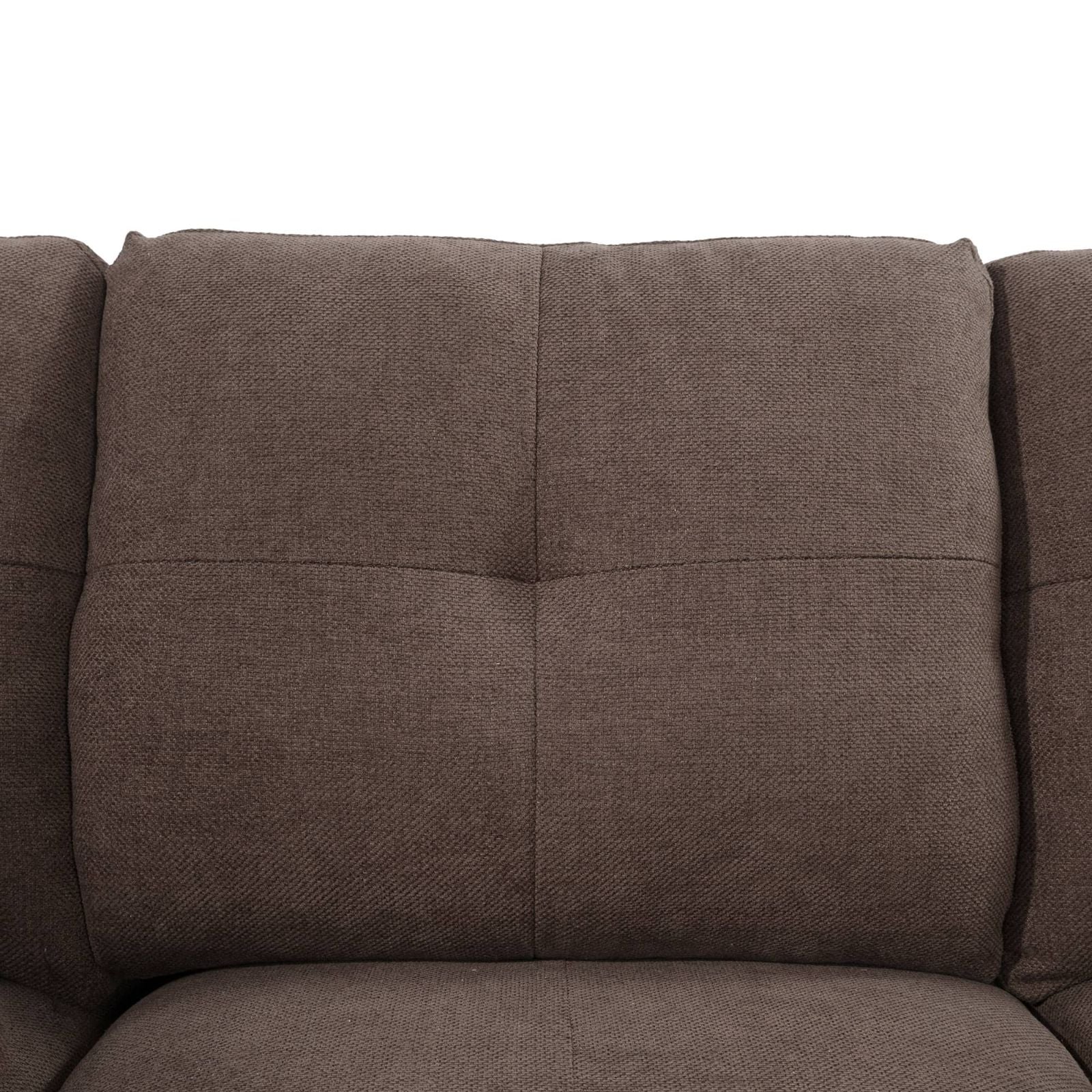 Brown tufted sofa couch cushion with soft fabric texture for living room seating