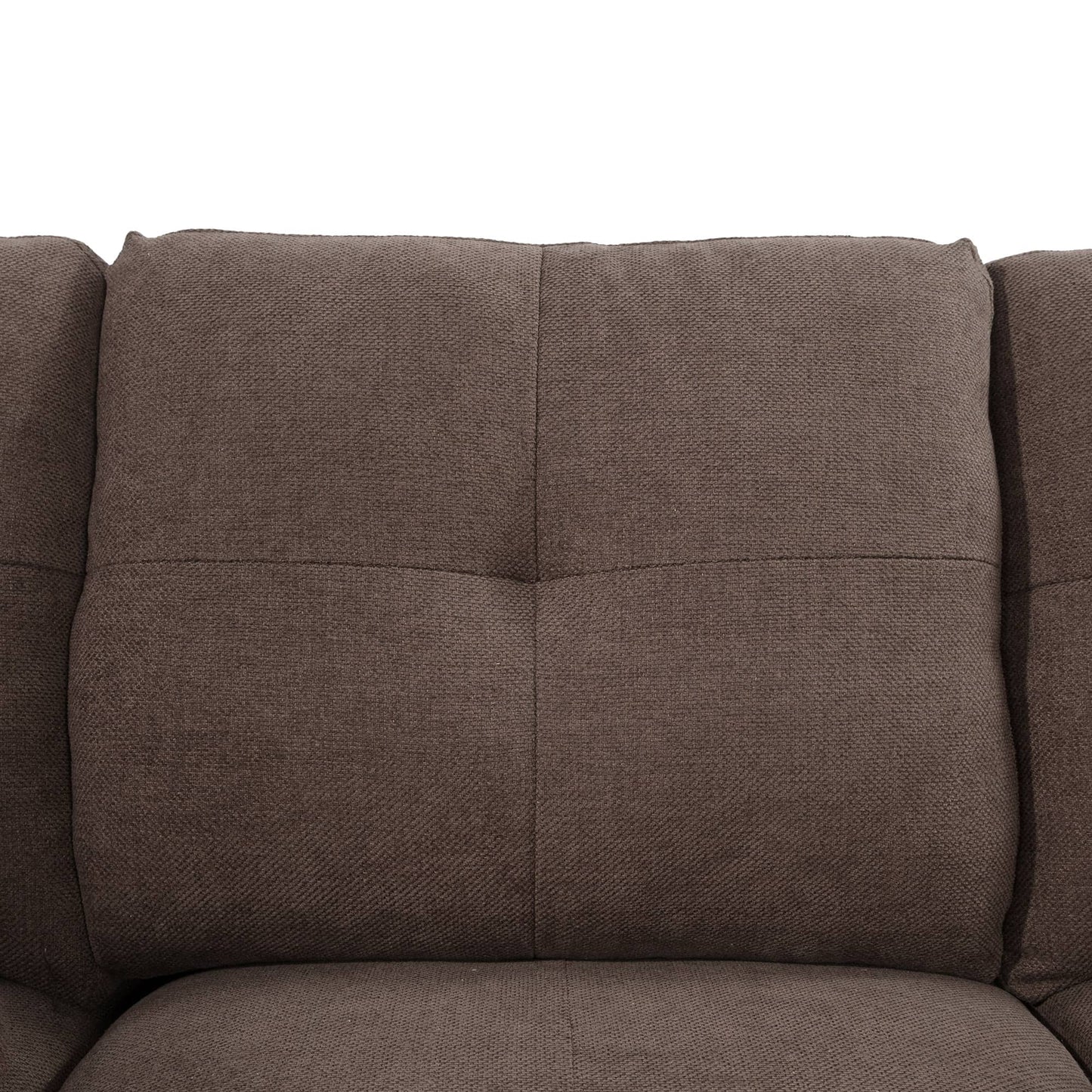Brown tufted fabric sofa with tufted backrest for living room