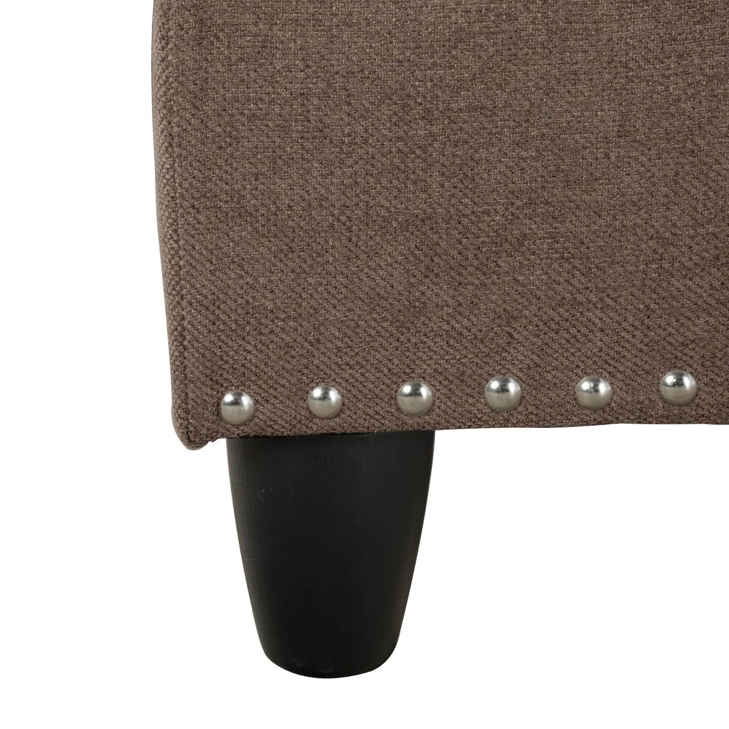 Brown textured upholstery chair with silver studs