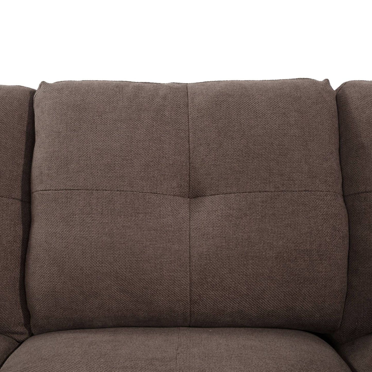 Brown fabric sofa seat cushion with tufted design for living room seating