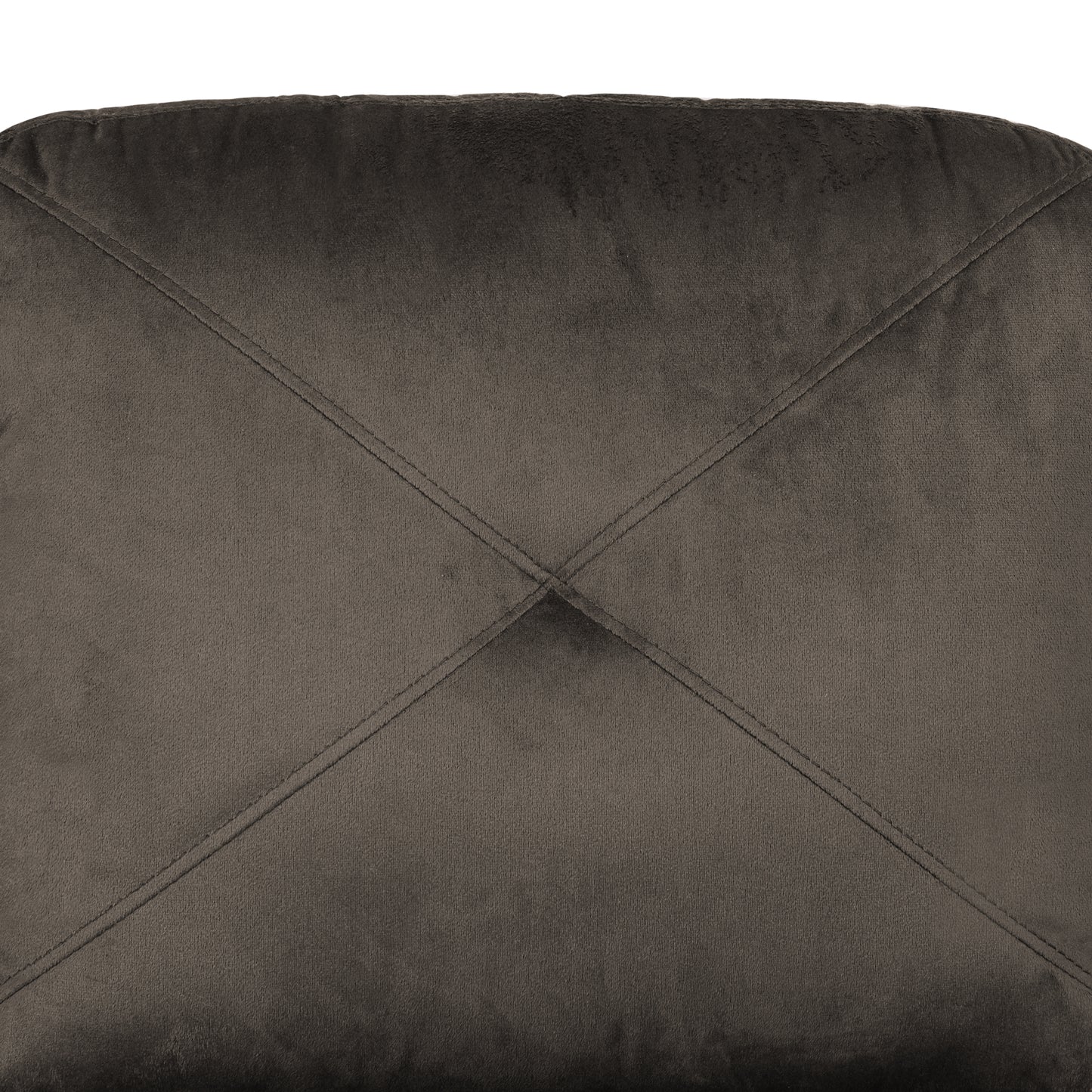 Dark grey velvet chair back with diamond tufting