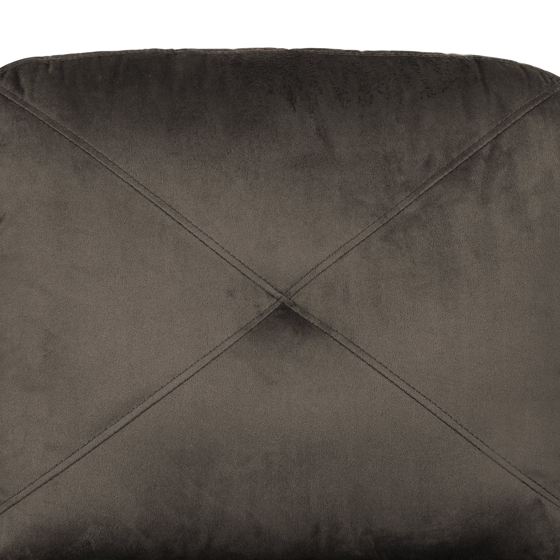 Dark grey velvet chair back with diamond tufting