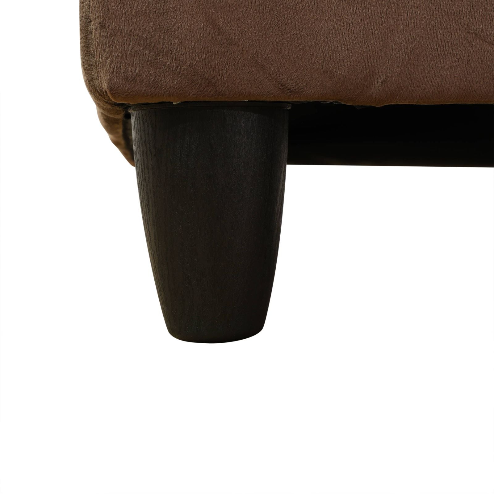 Brown textured sofa leg detail