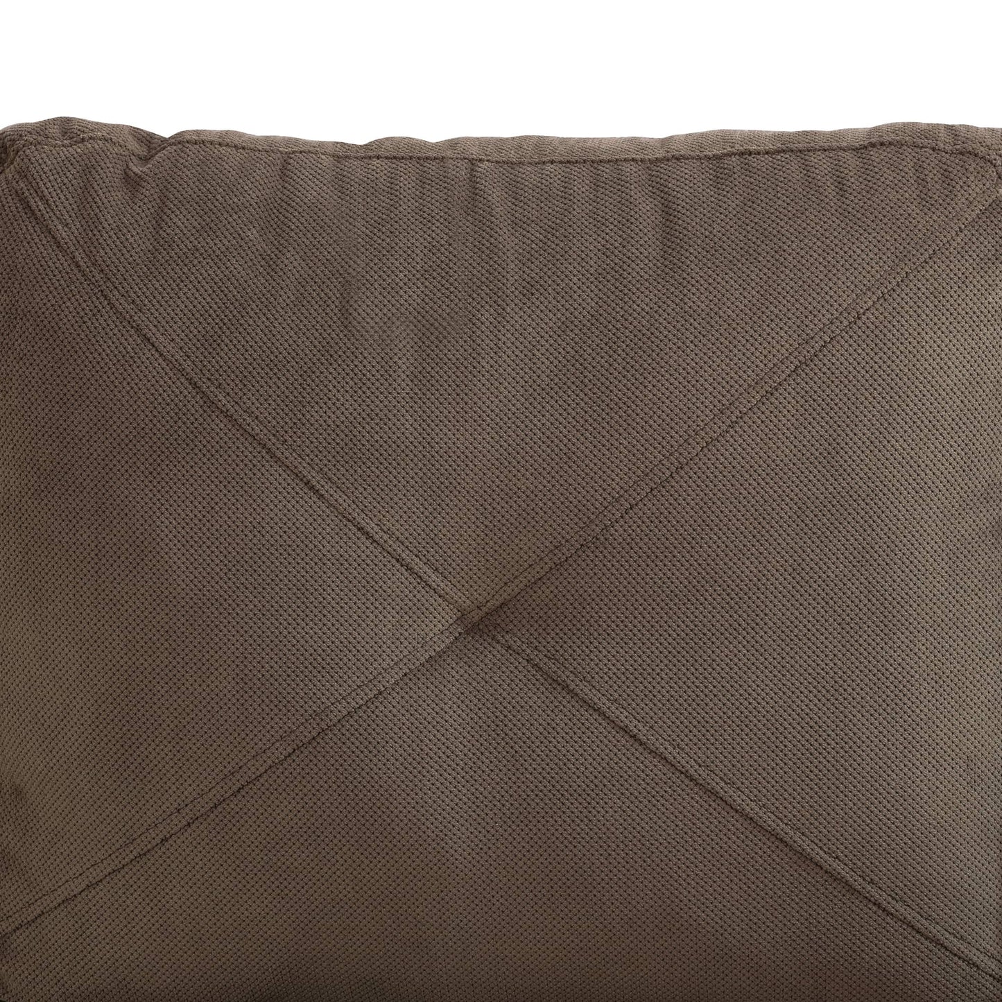 Chocolate brown textured lumbar cushion with decorative stitching
