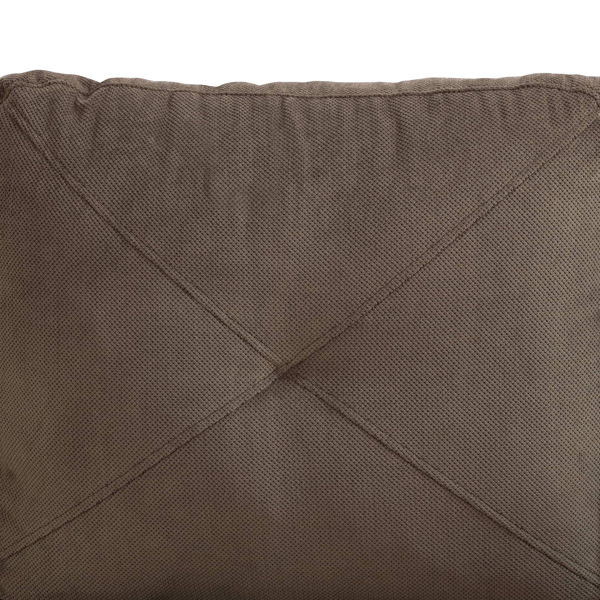 Chocolate brown textured lumbar cushion with decorative stitching