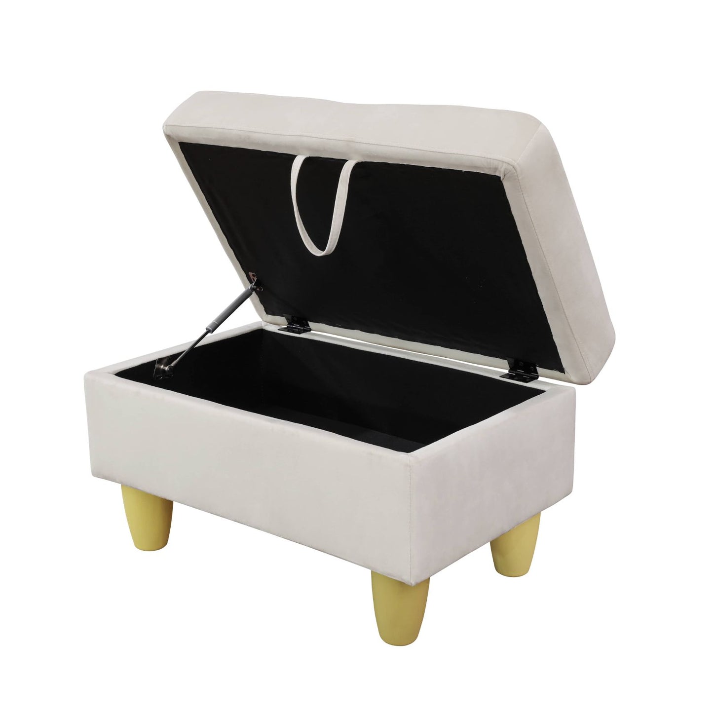 Cream velvet storage ottoman with hinged lid