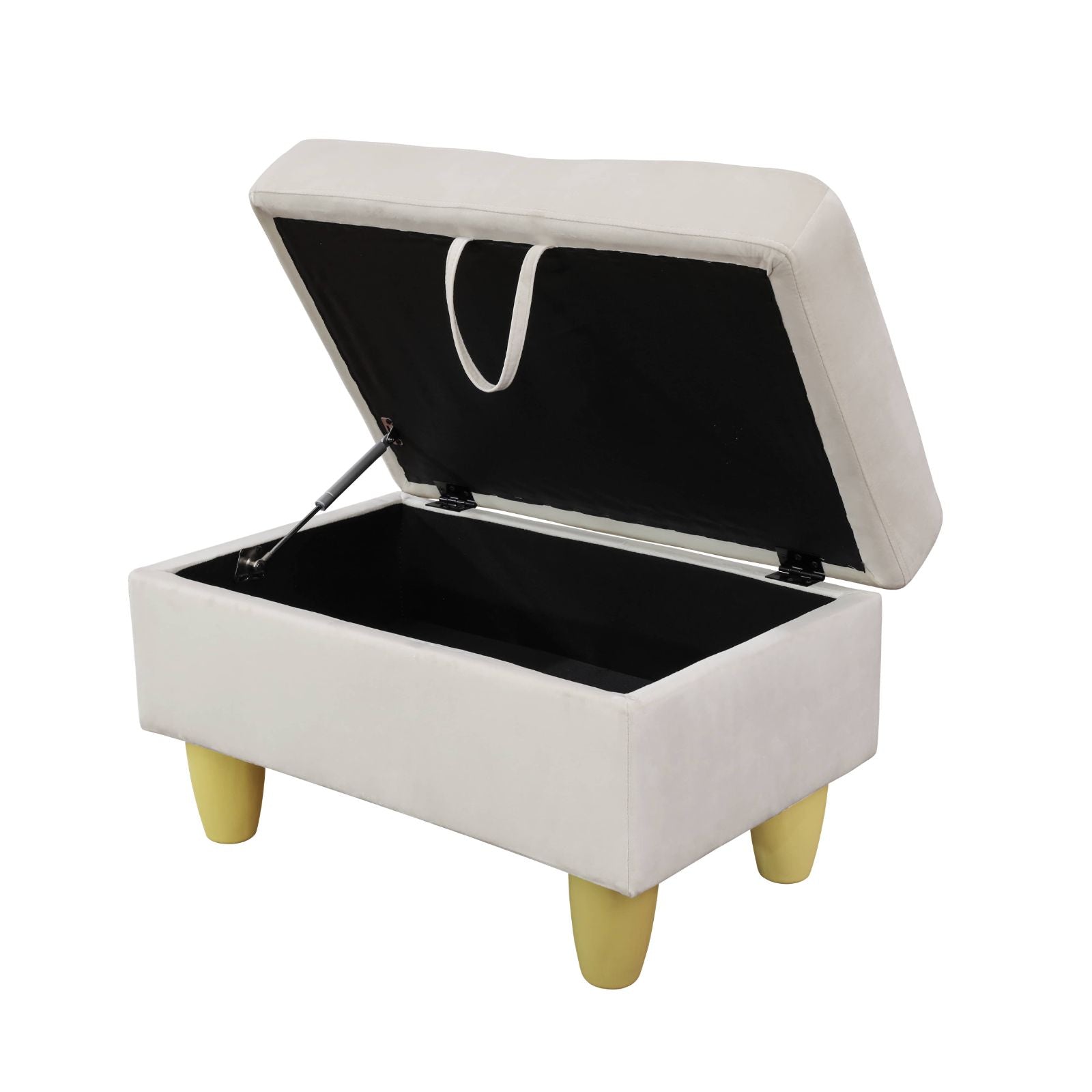 Cream velvet storage ottoman with hinged lid