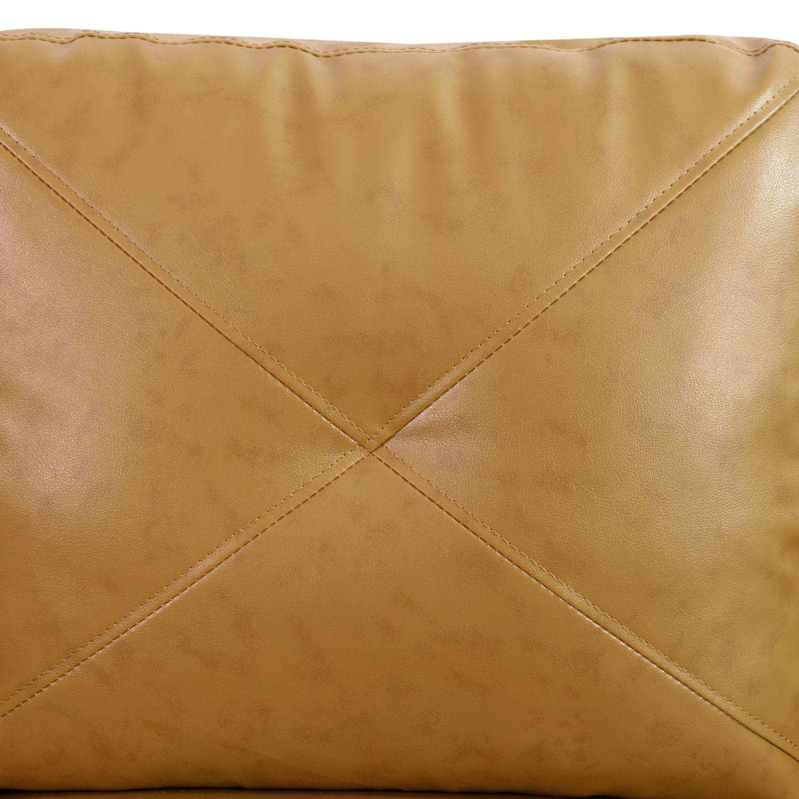 Tan faux leather pillow with diamond stitching detail