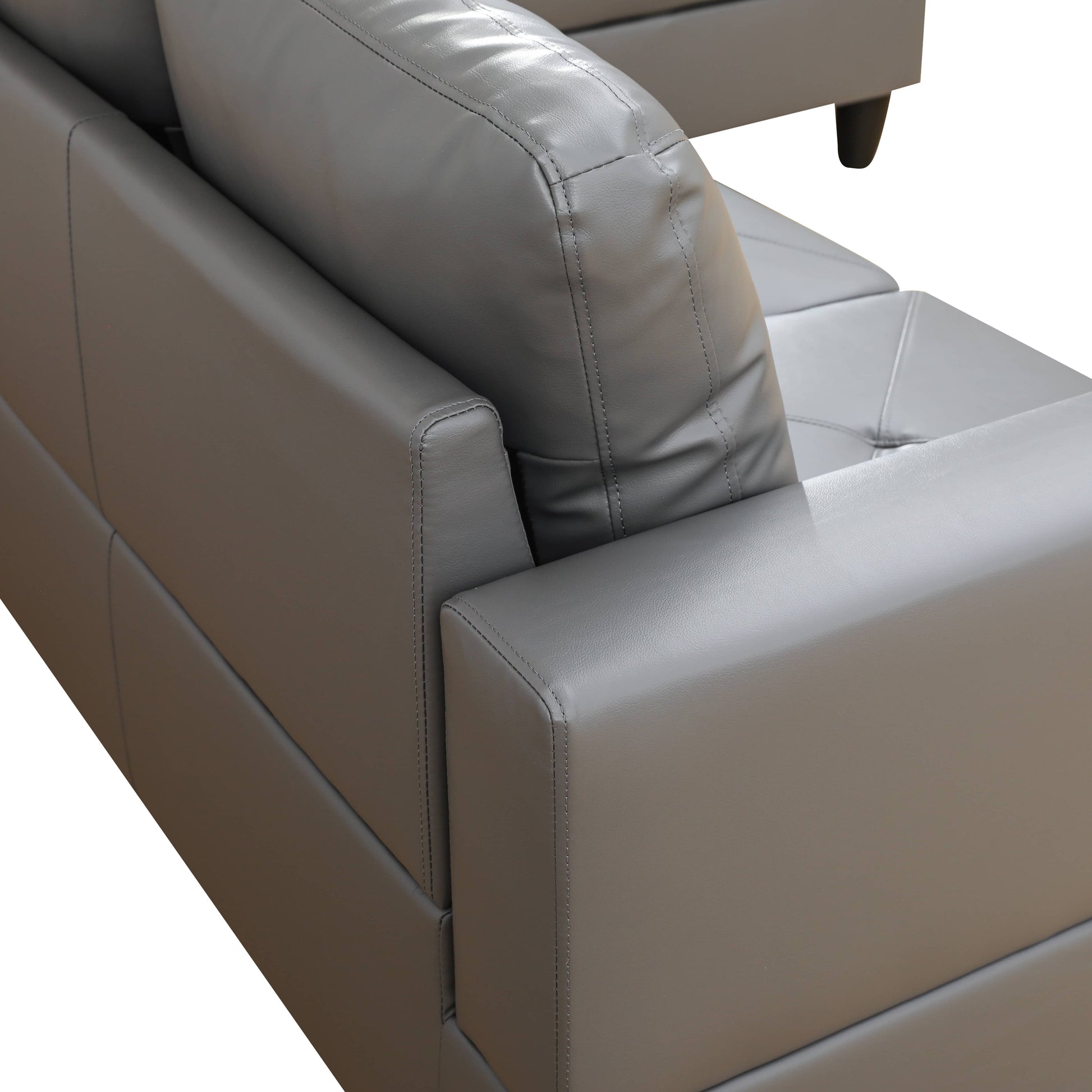 Gray leather sectional sofa