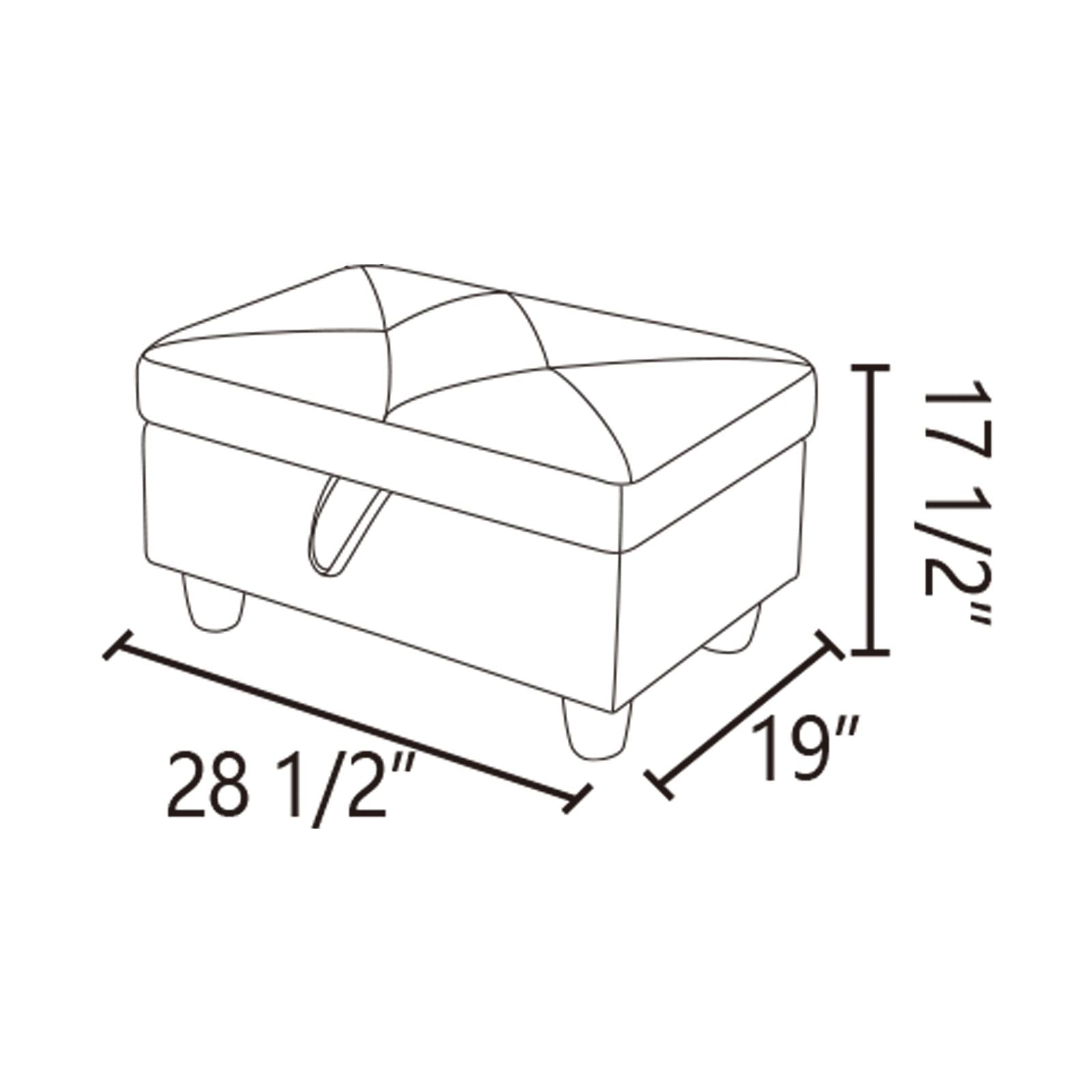 Tufted storage ottoman in white with stitched diamond pattern