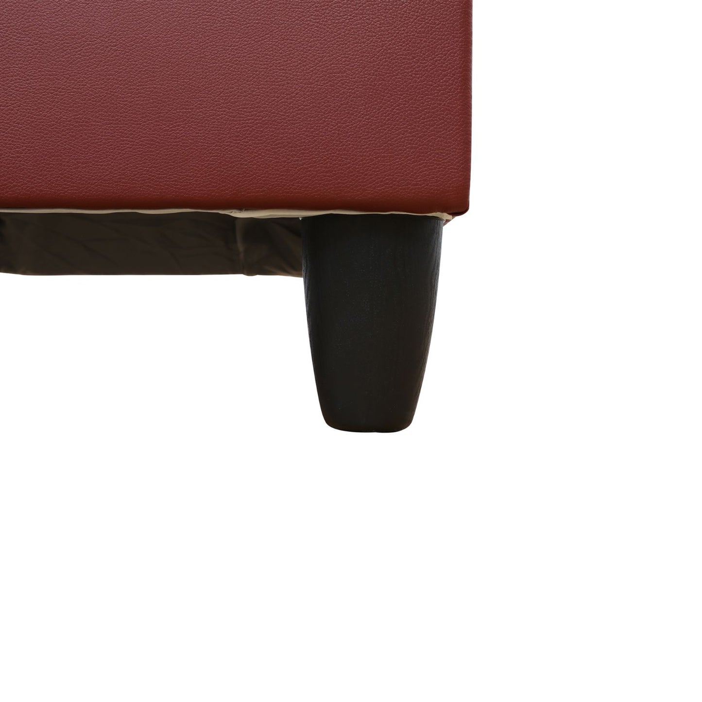 Cherry red faux leather furniture leg