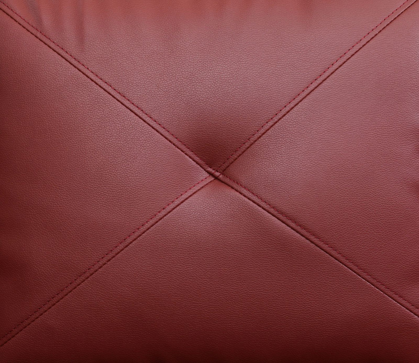 Red faux leather detail with diamond stitching