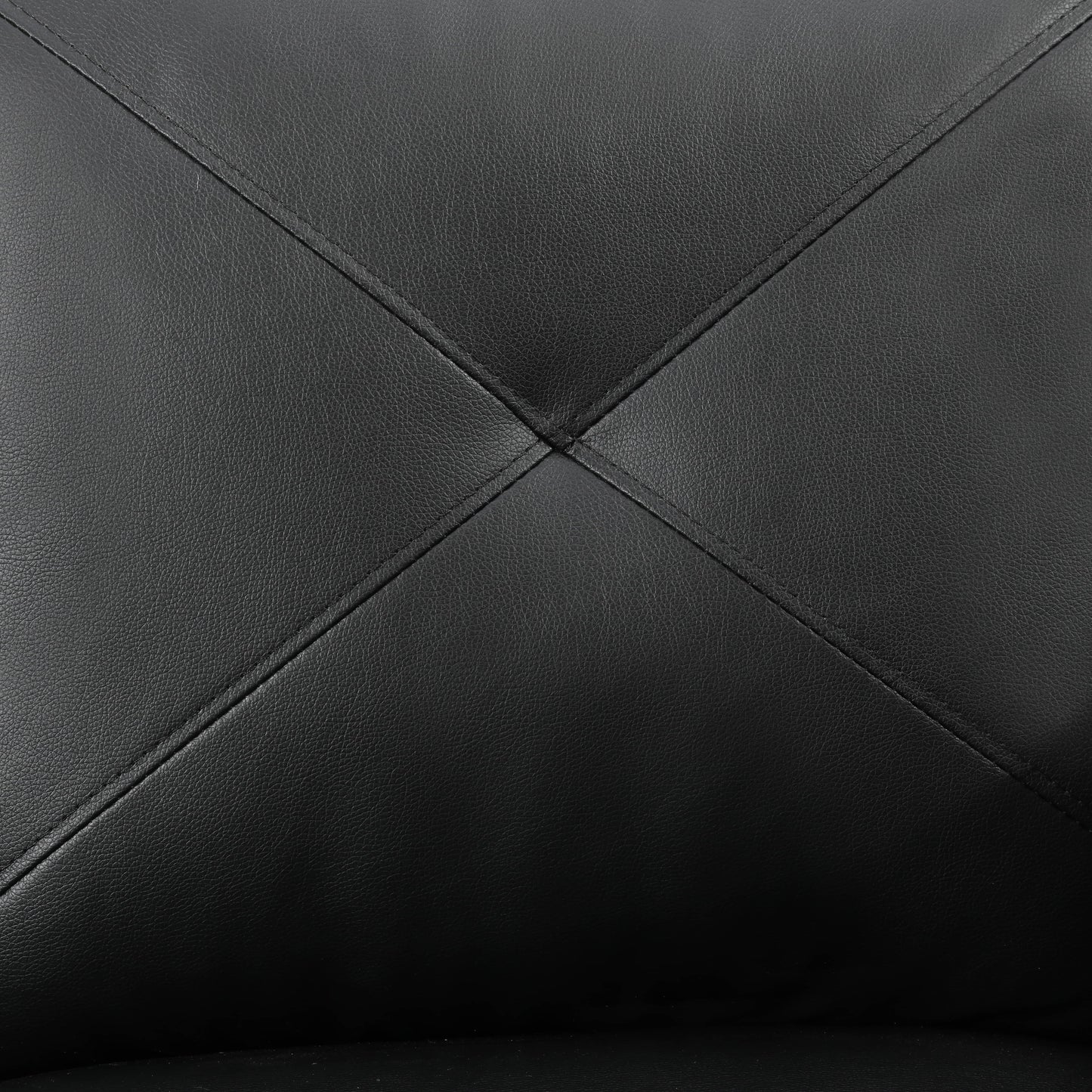 Black faux leather accent panel with diamond stitching