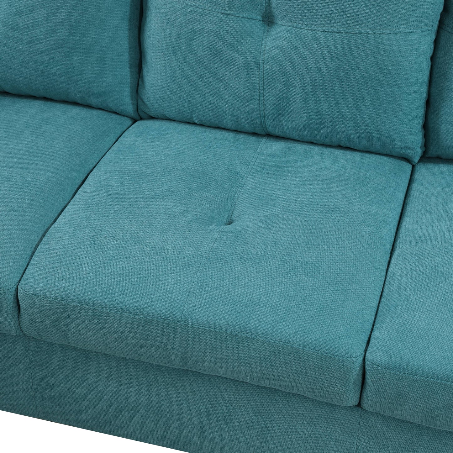 Comfortable L Shape Sectional Sofa with Chaise, Teal Blue
