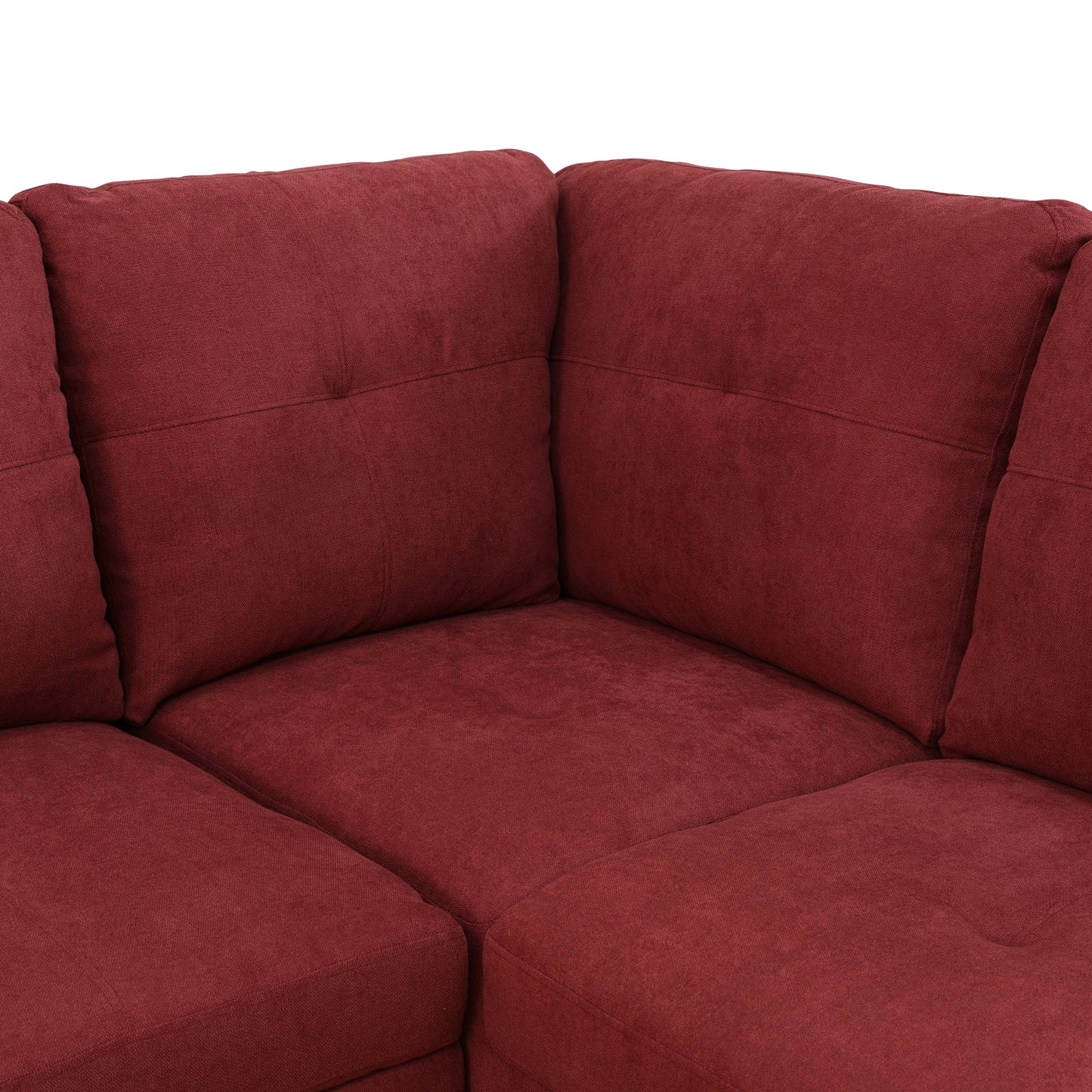 Deep red textured sectional sofa