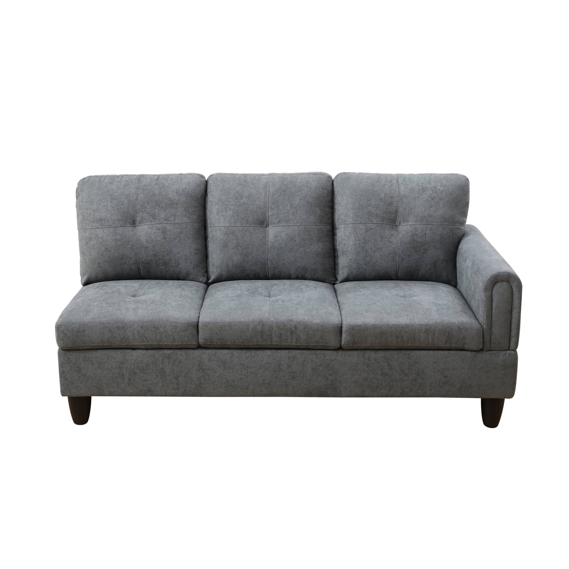 Modern gray fabric sectional sofa with tufted back cushions