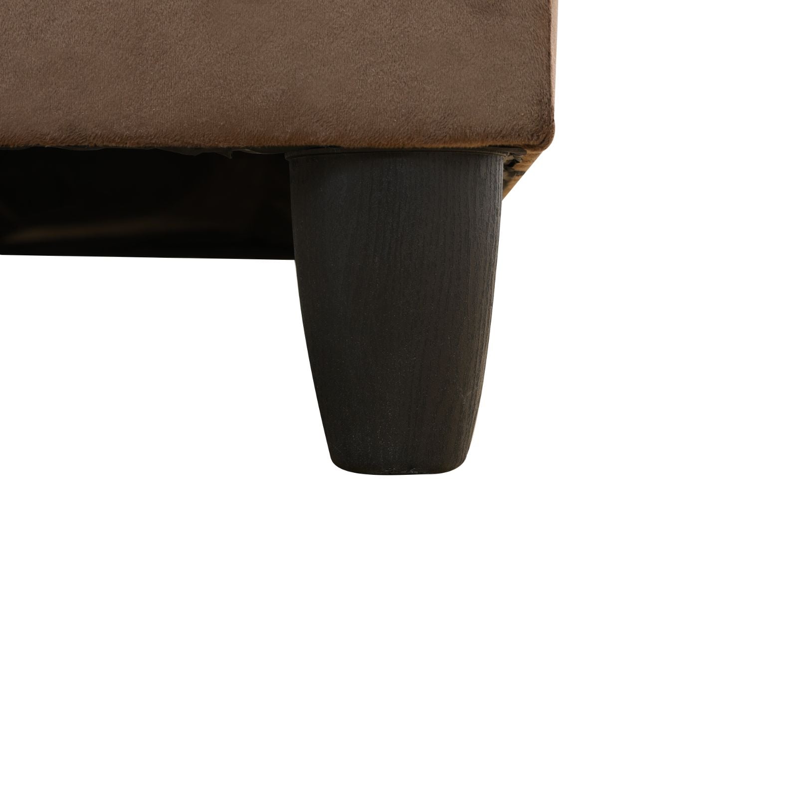 Dark wooden furniture leg with a tapered design