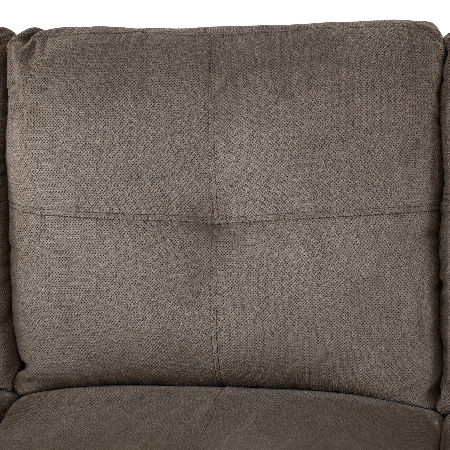 Textured charcoal grey fabric sofa cushion with stitched detailing