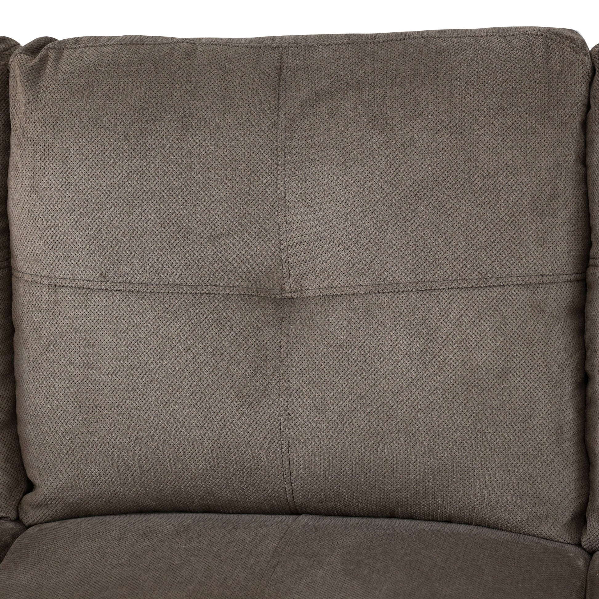 Textured charcoal grey fabric sofa cushion with stitched detailing