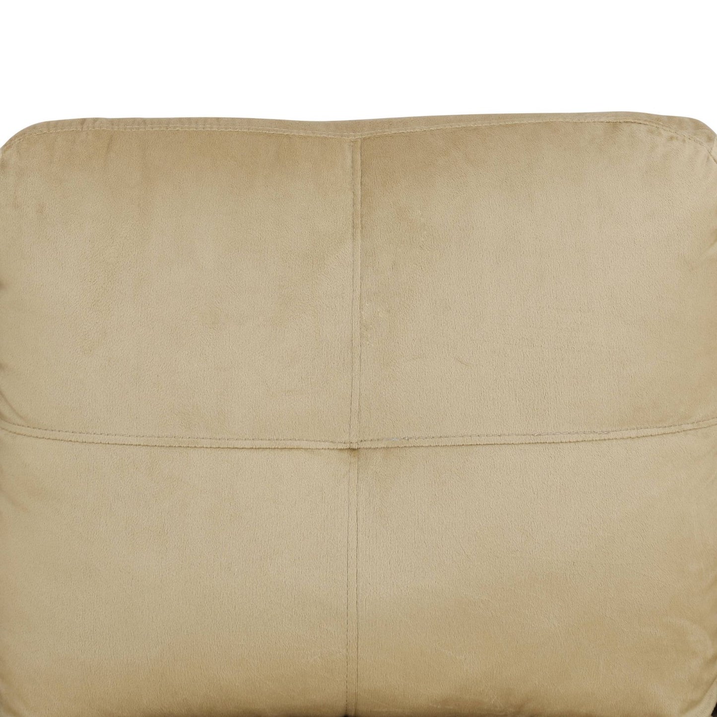 Tan faux suede couch cushion detail with stitched seams