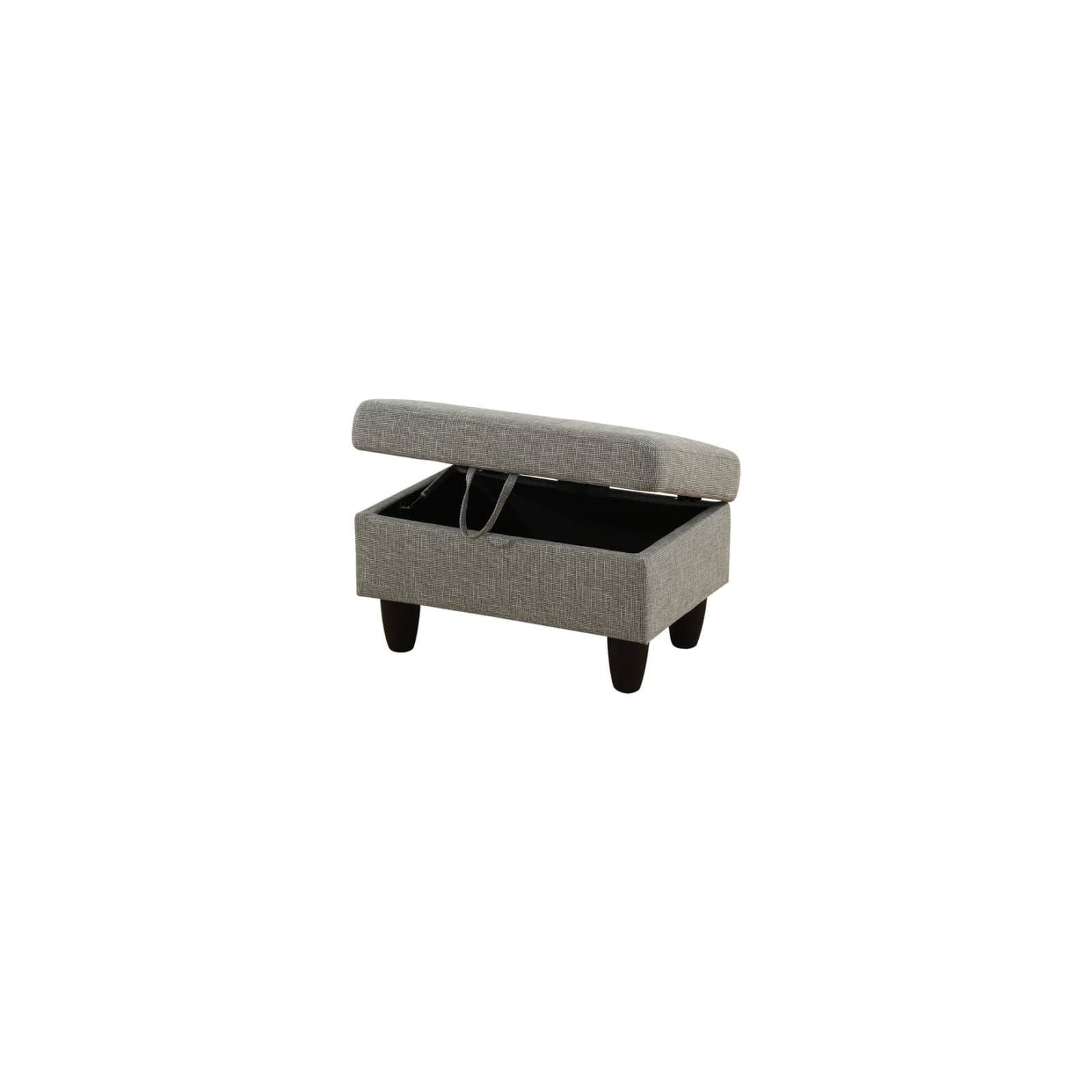 Gray linen storage ottoman with lifttop lid