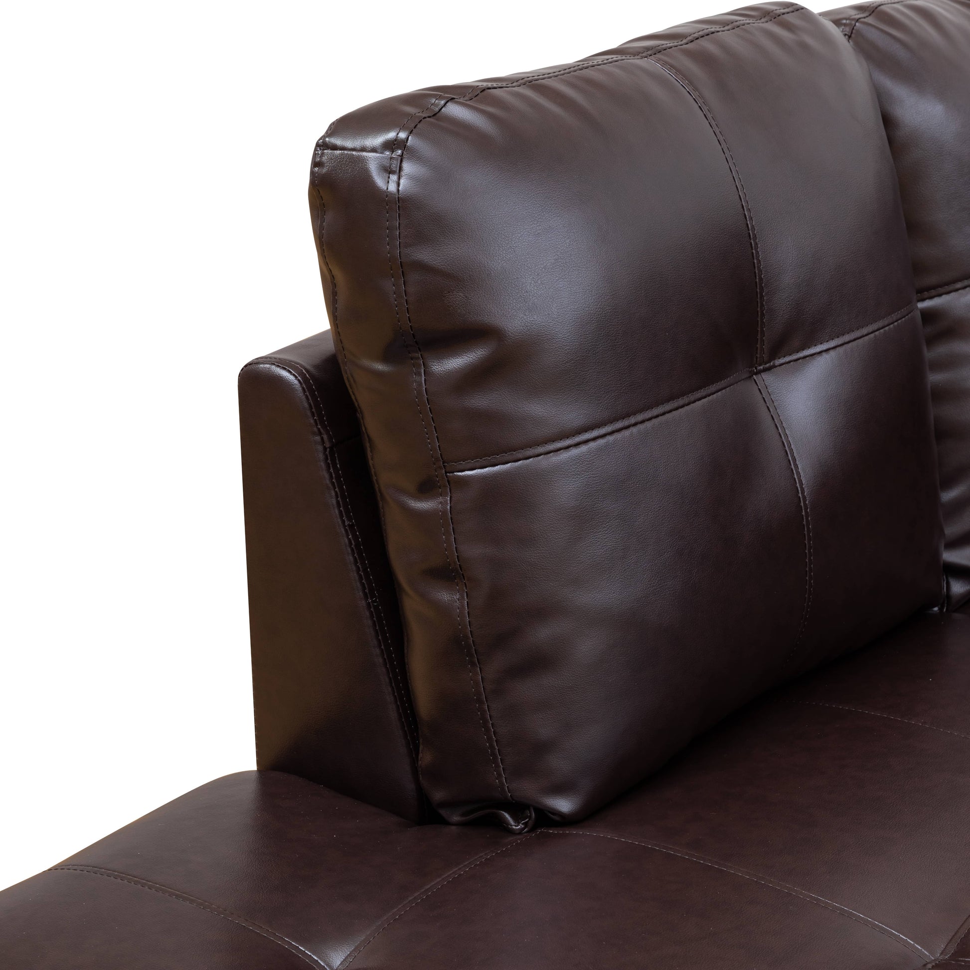 Dark brown faux leather sofa cushion