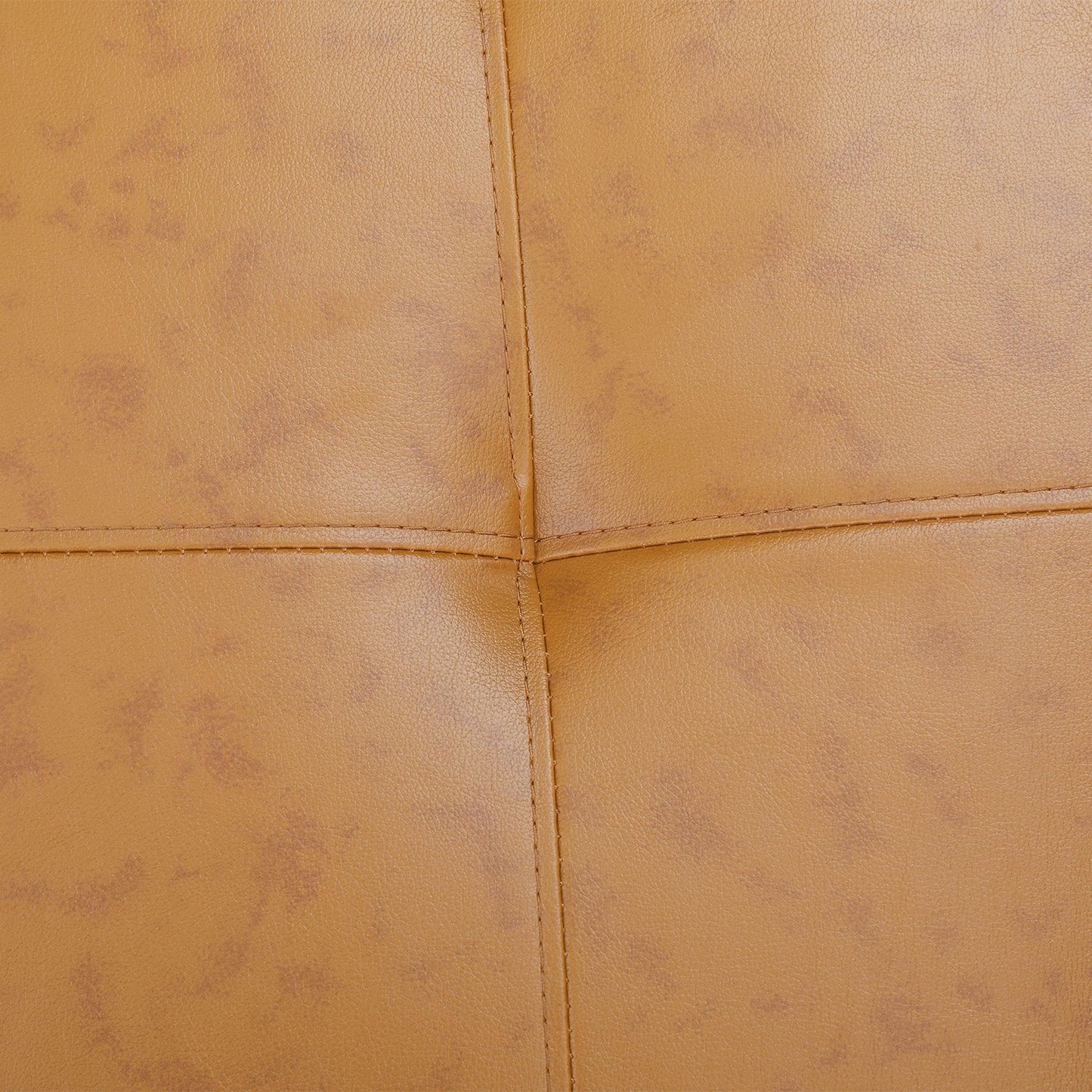 Closeup of stitched brown faux leather texture