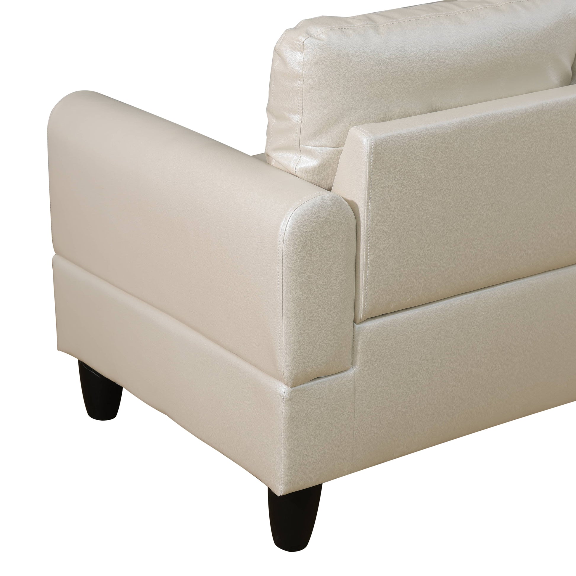 Cream faux leather armchair corner with stitched detailing