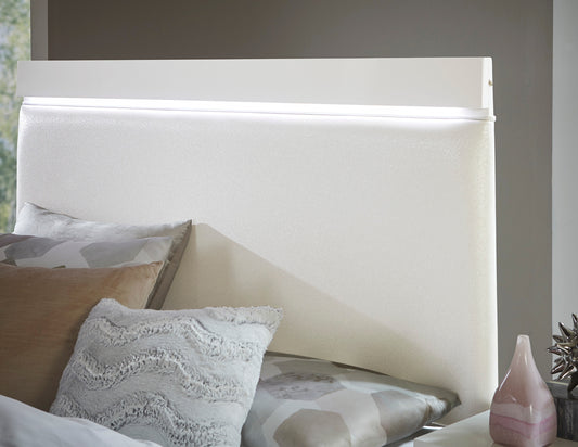 Modern white upholstered headboard with integrated LED light