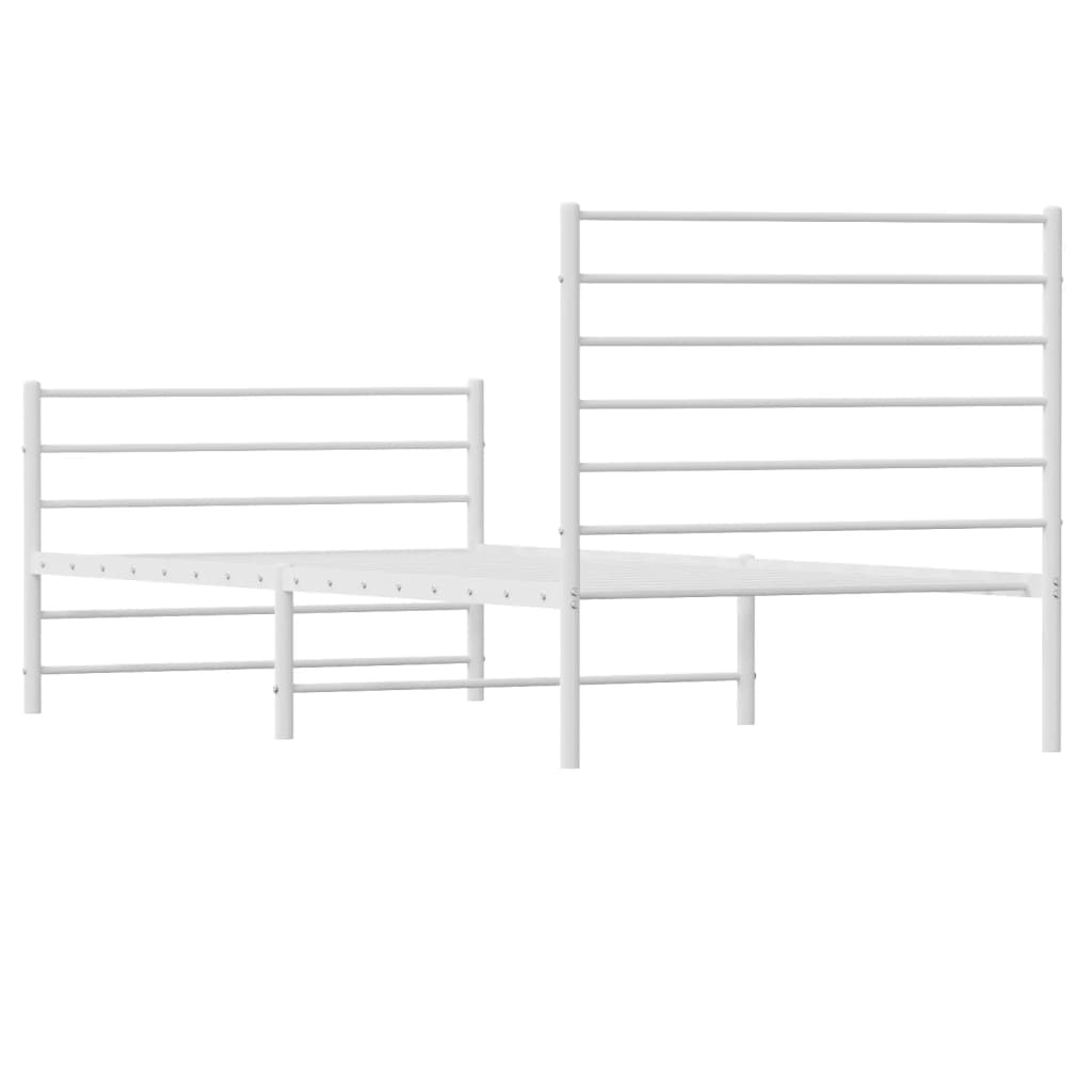 White metal twin bed frame with ladder details