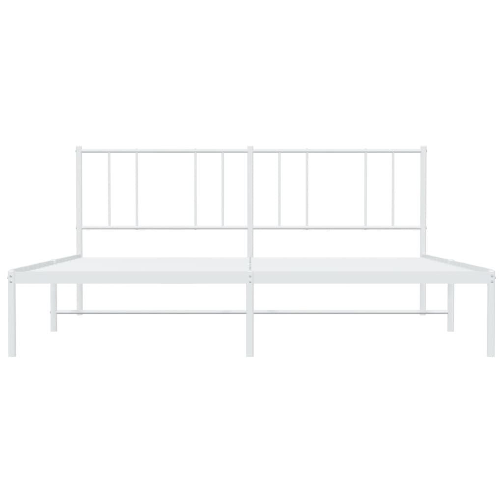 White metal bed frame with mattress minimalist design